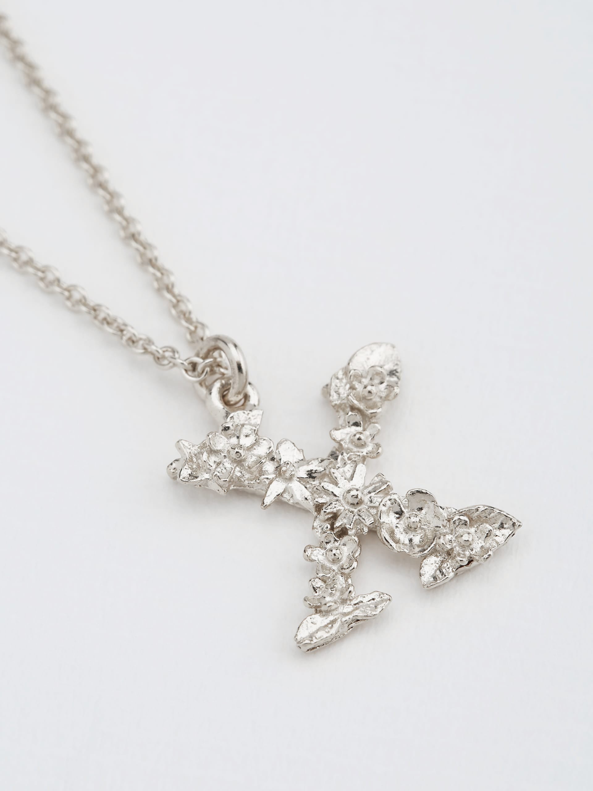 Floral Letter X Necklace - image 7 | silver