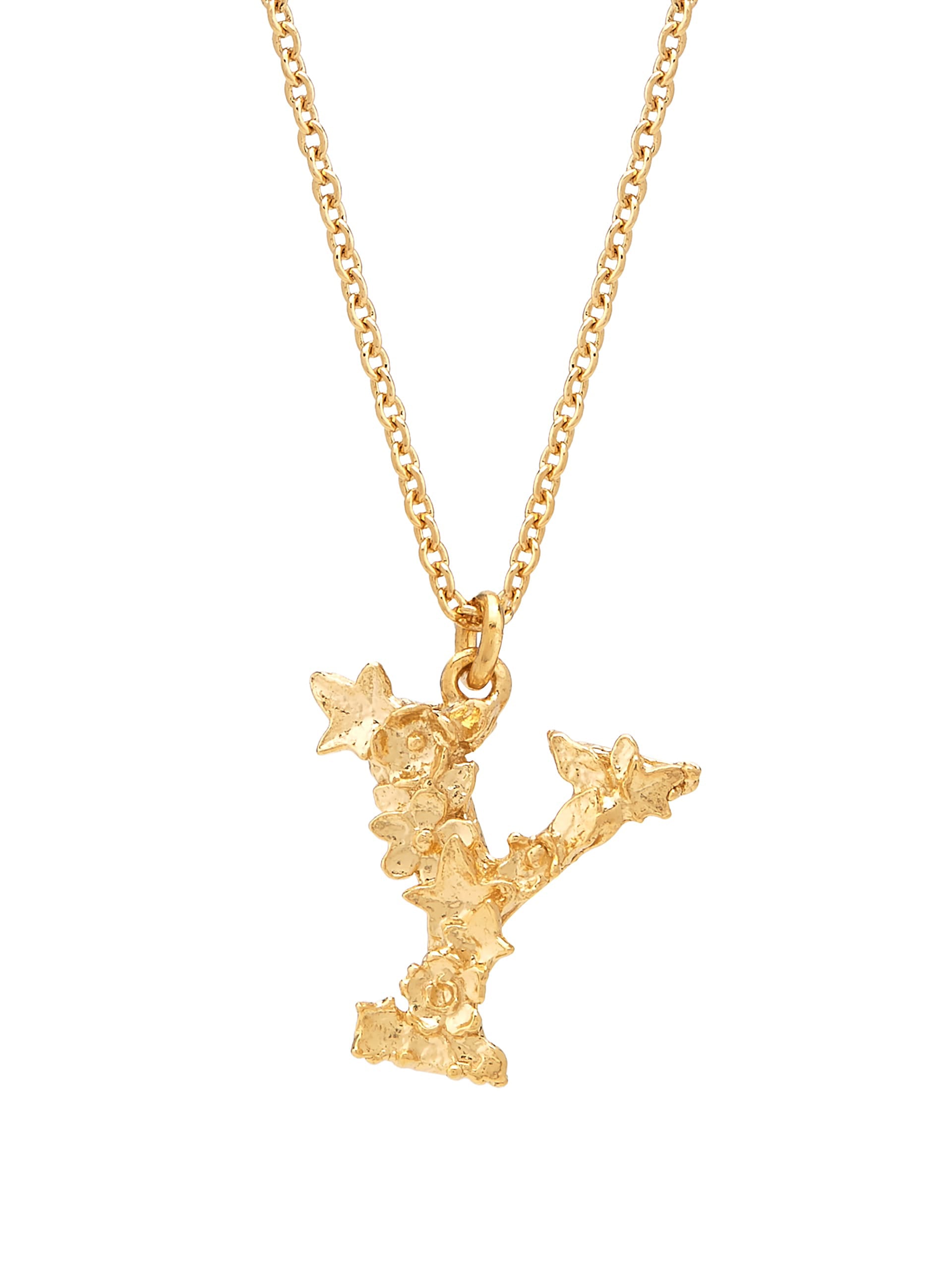 Floral Letter Y Necklace - image 1 | gold plate
