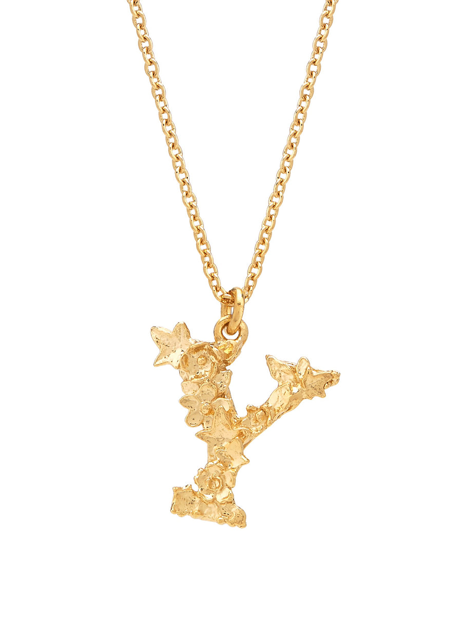 Floral Letter Y Necklace