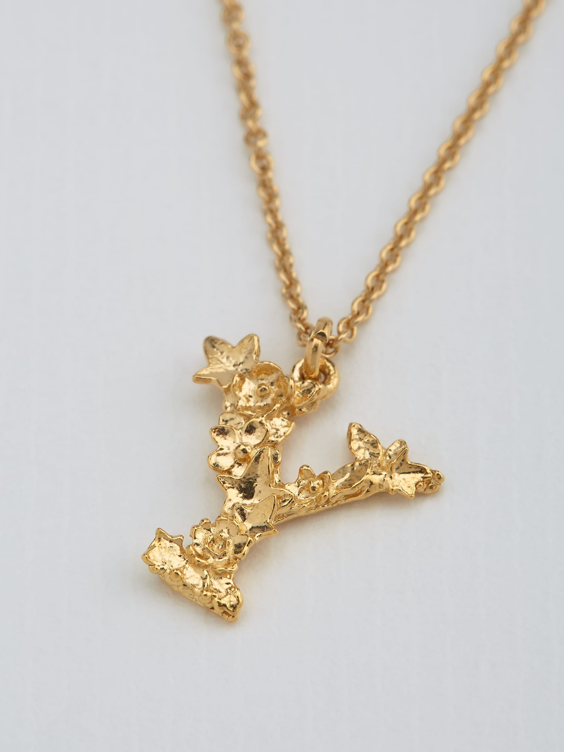 Floral Letter Y Necklace - image 3 | gold plate