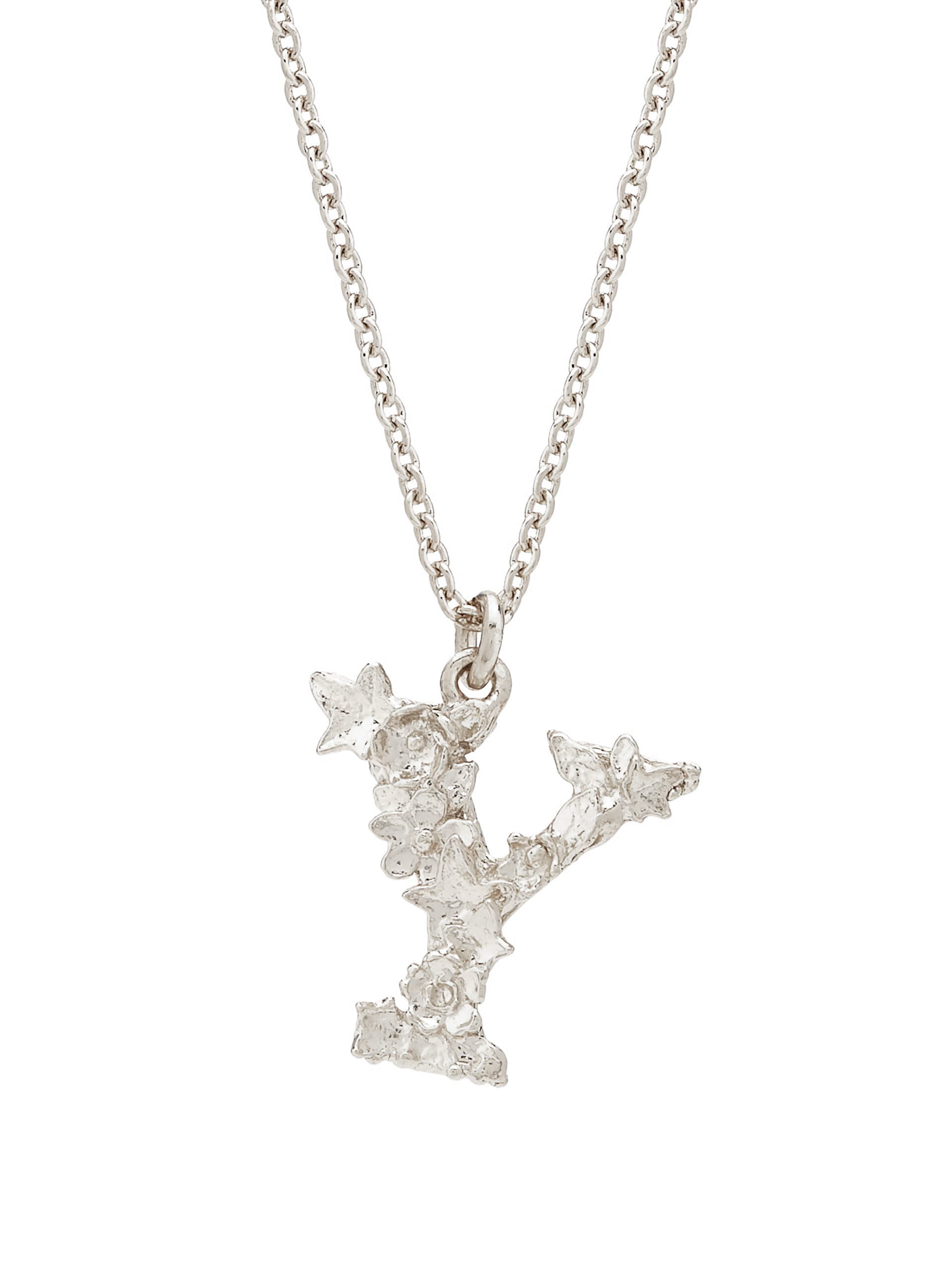 Floral Letter Y Necklace - image 5 | silver
