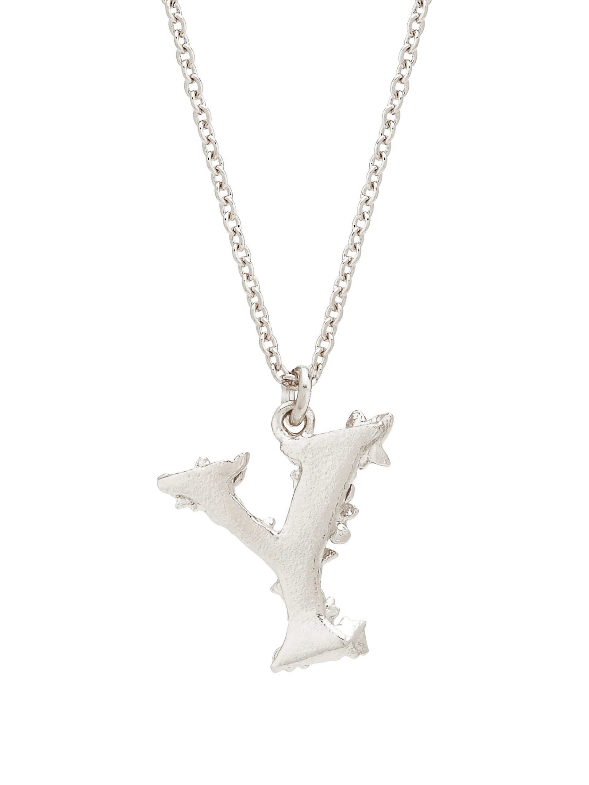 Floral Letter Y Necklace - image 8 | silver