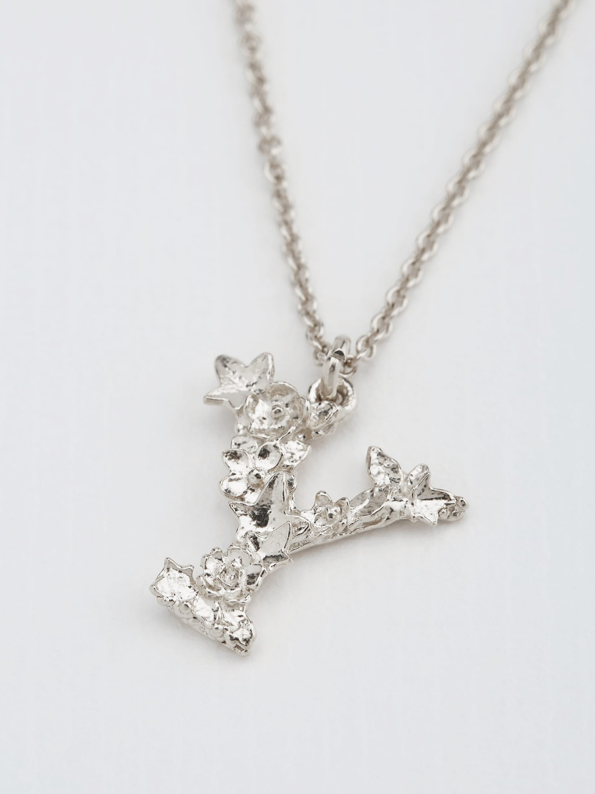 Floral Letter Y Necklace - image 7 | silver