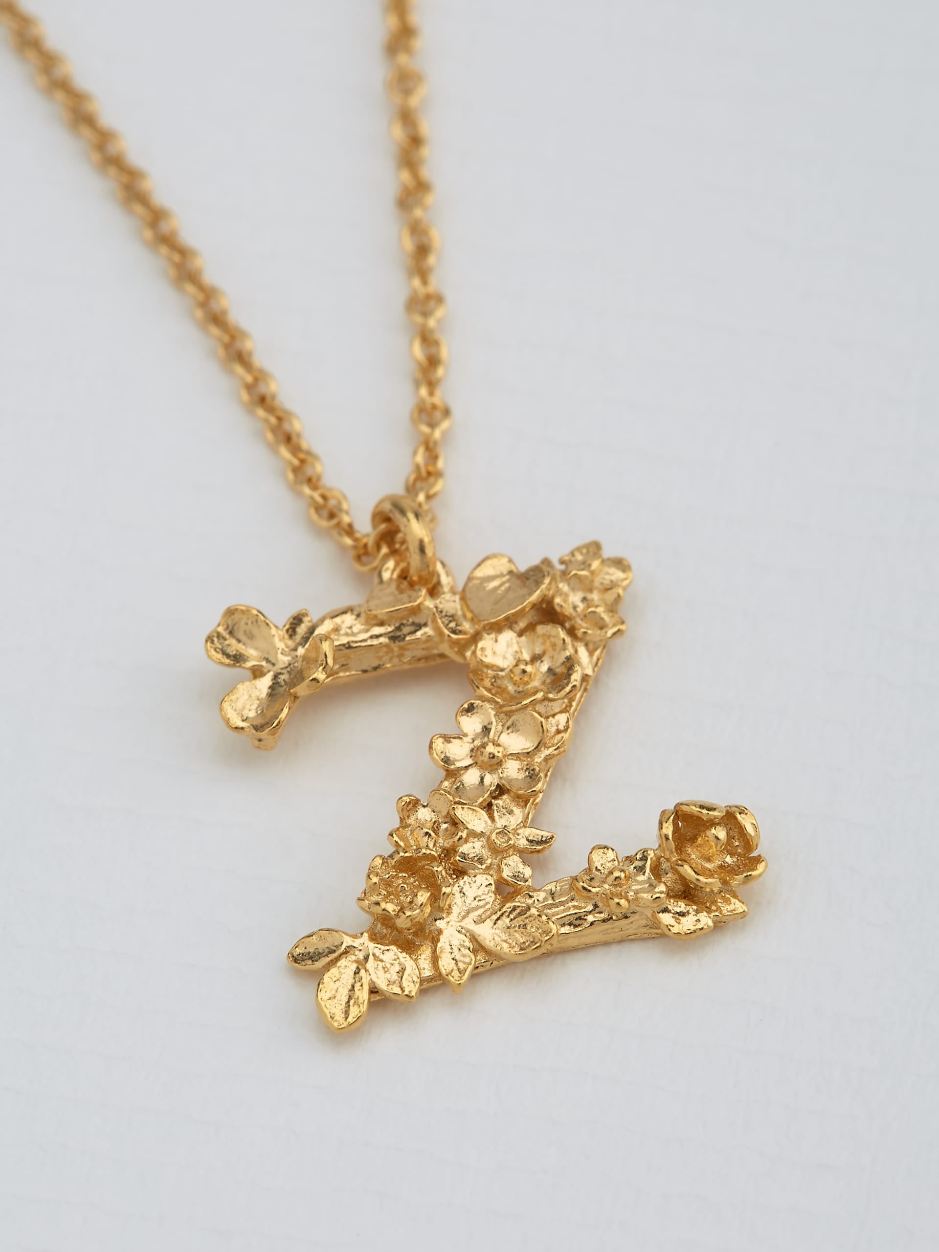 Floral Letter Z Necklace - image 3 | gold plate