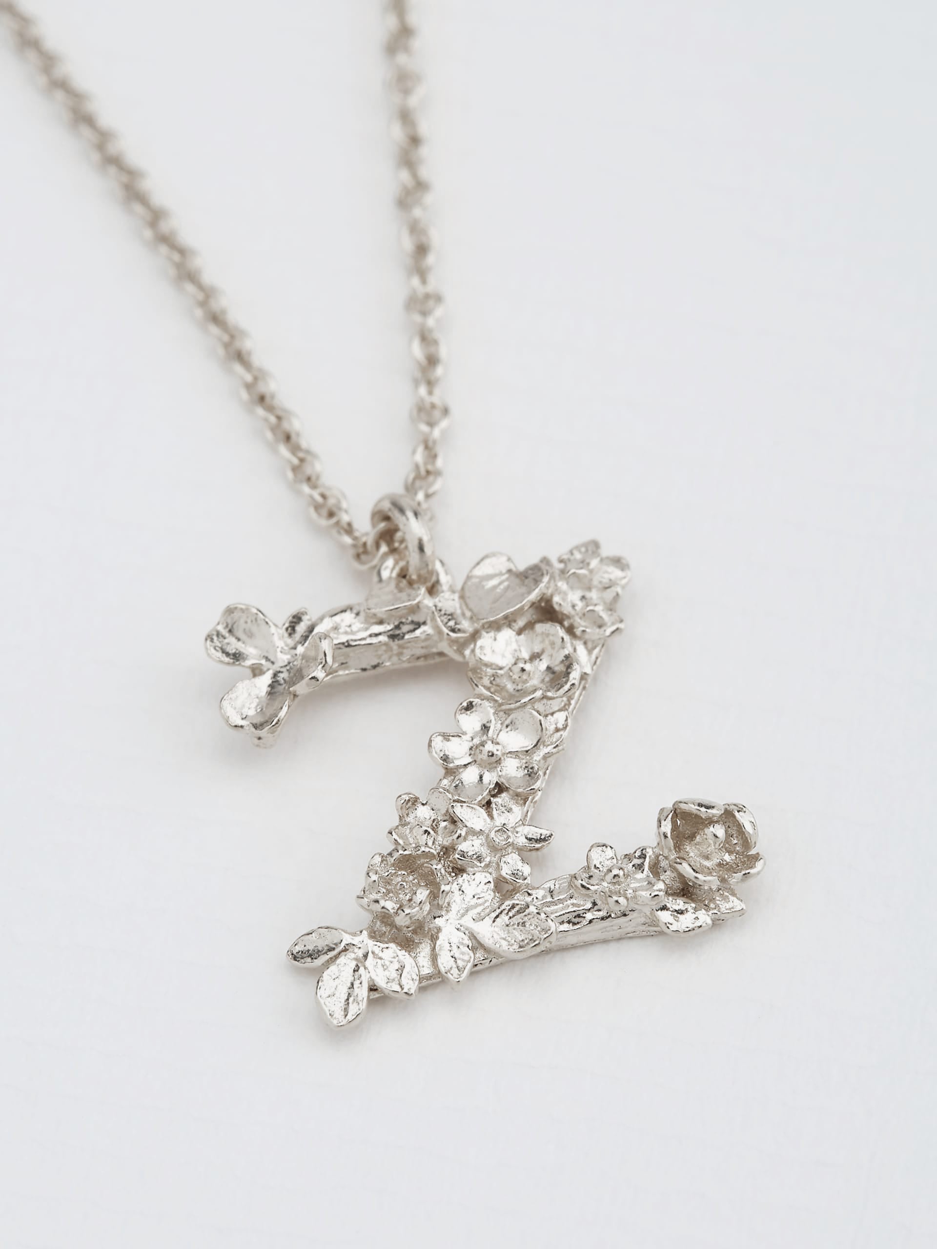 Floral Letter Z Necklace - image 7 | silver