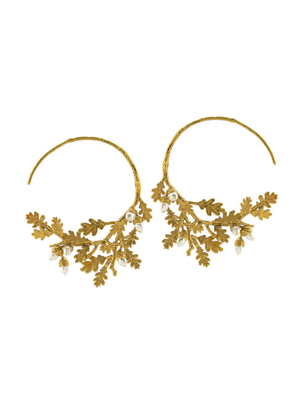 Oak Leaf & Acorn Hoop Earrings