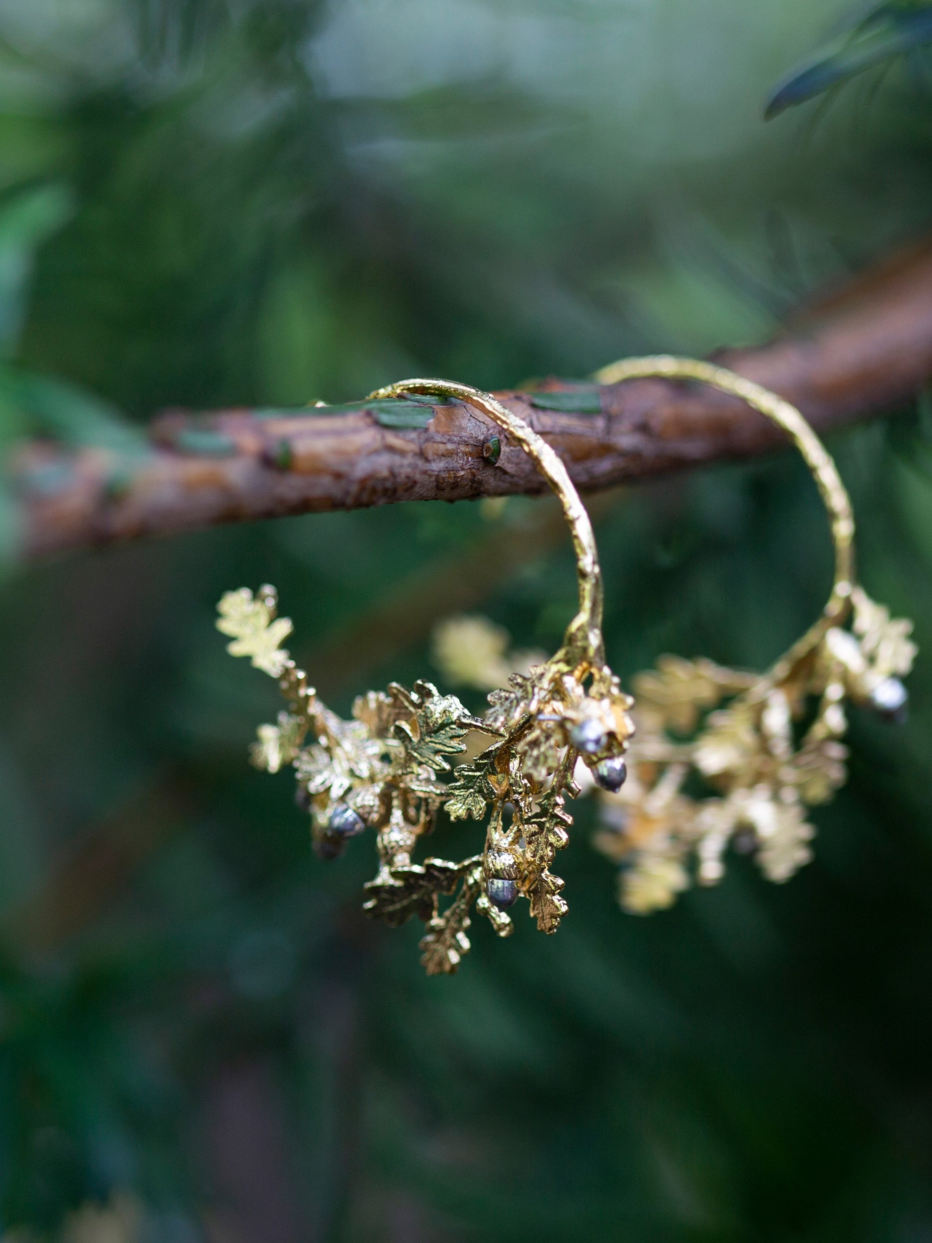 Oak Leaf & Acorn Hoop Earrings - image 4