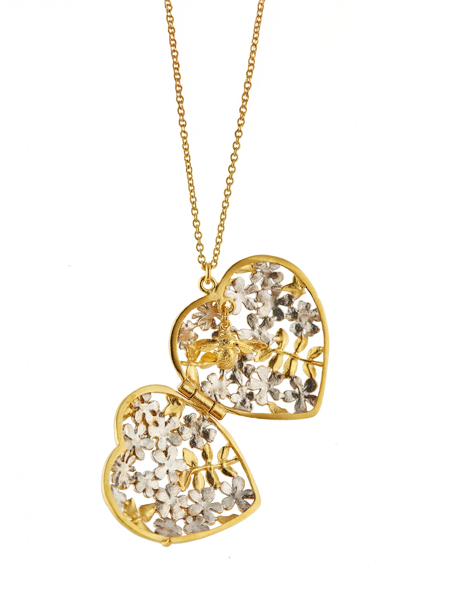Posy Bloom Bee Locket - image 5 | silver & gold plate