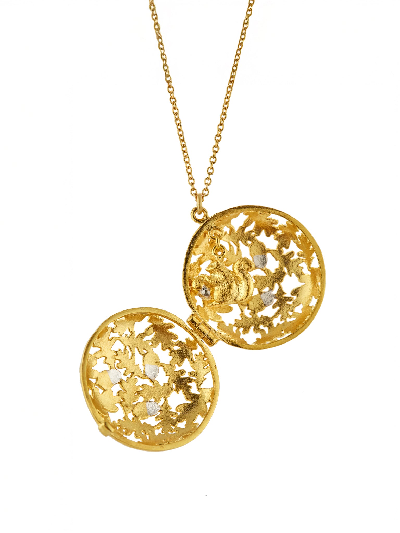 Oak Leaf & Acorn Locket - image 6 | silver & gold plate