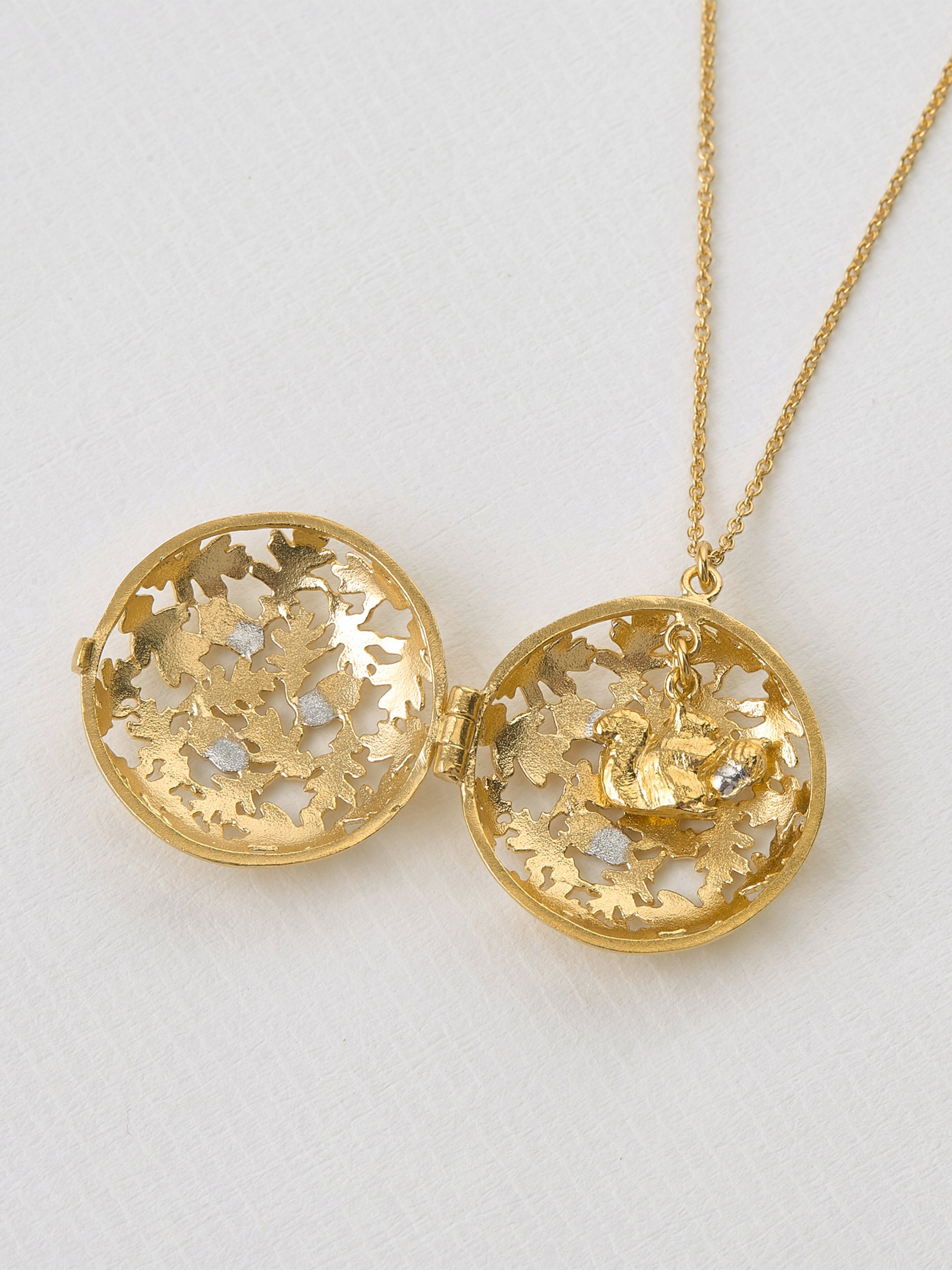 Oak Leaf & Acorn Locket - image 5 | silver & gold plate