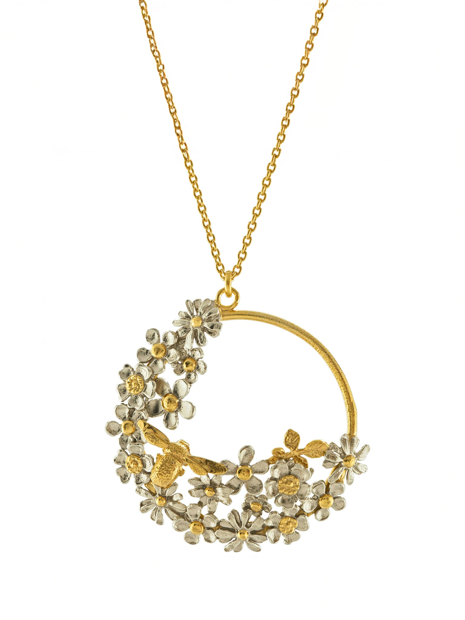 Posy Bloom Loop Necklace - image 1 | silver & gold plate