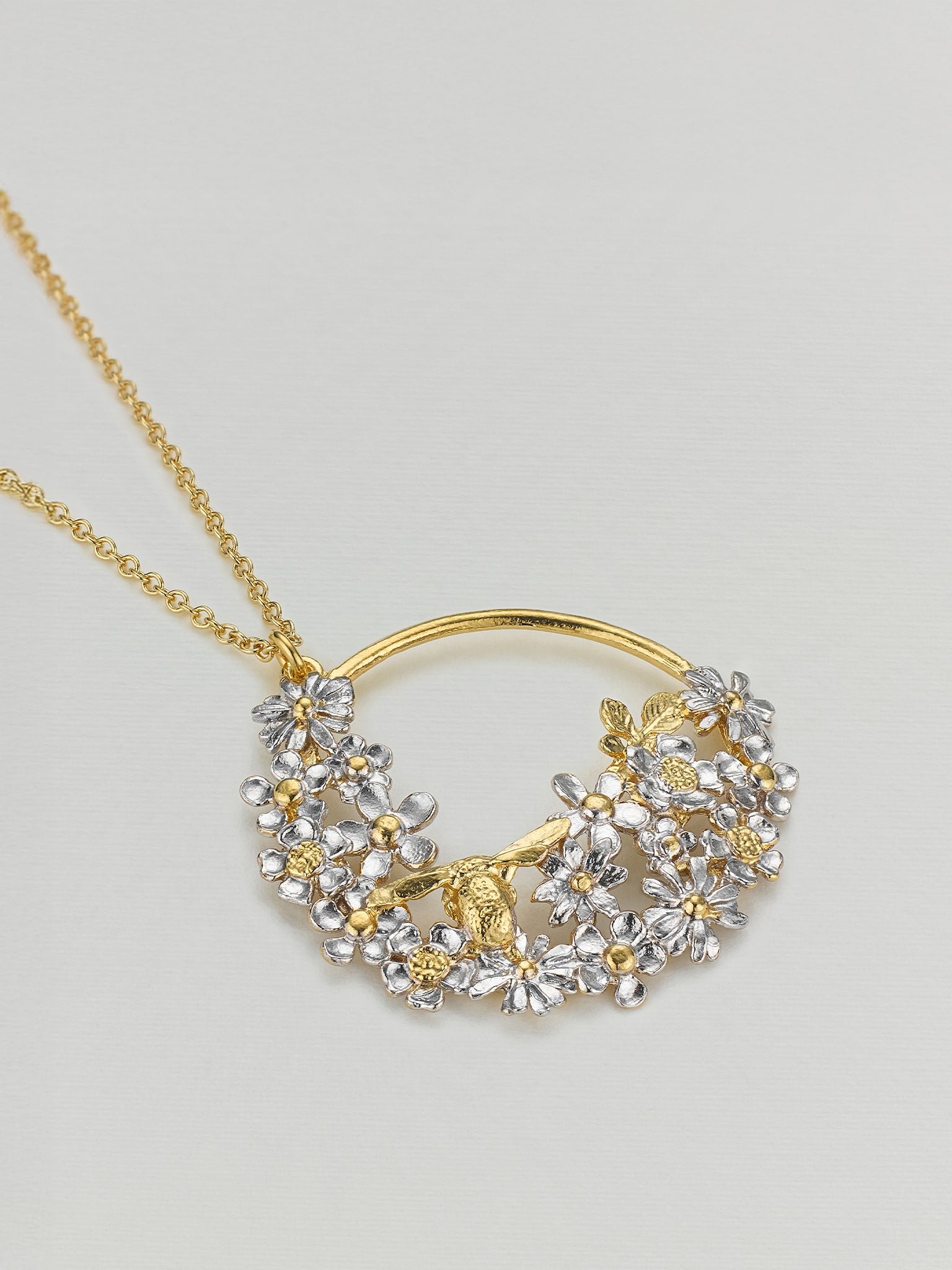 Posy Bloom Loop Necklace - image 4 | silver & gold plate
