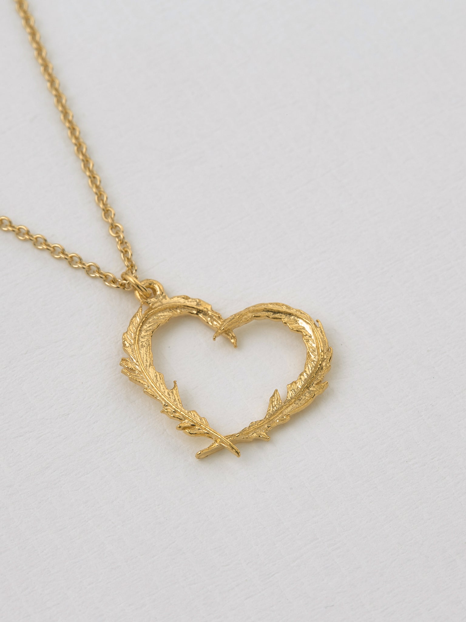 Delicate Feather Heart Necklace - image 2 | gold plate