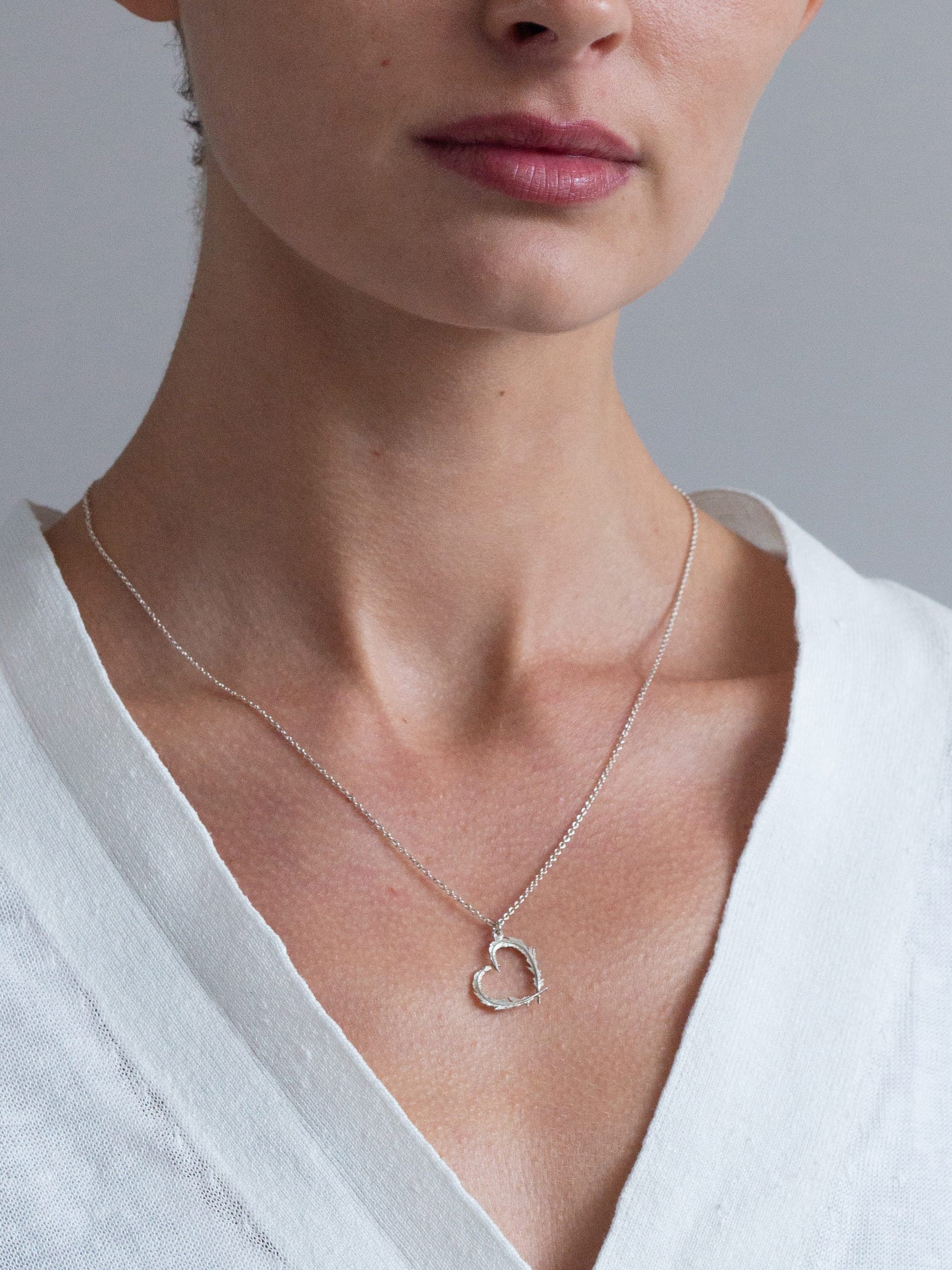 Delicate Feather Heart Necklace - image 4