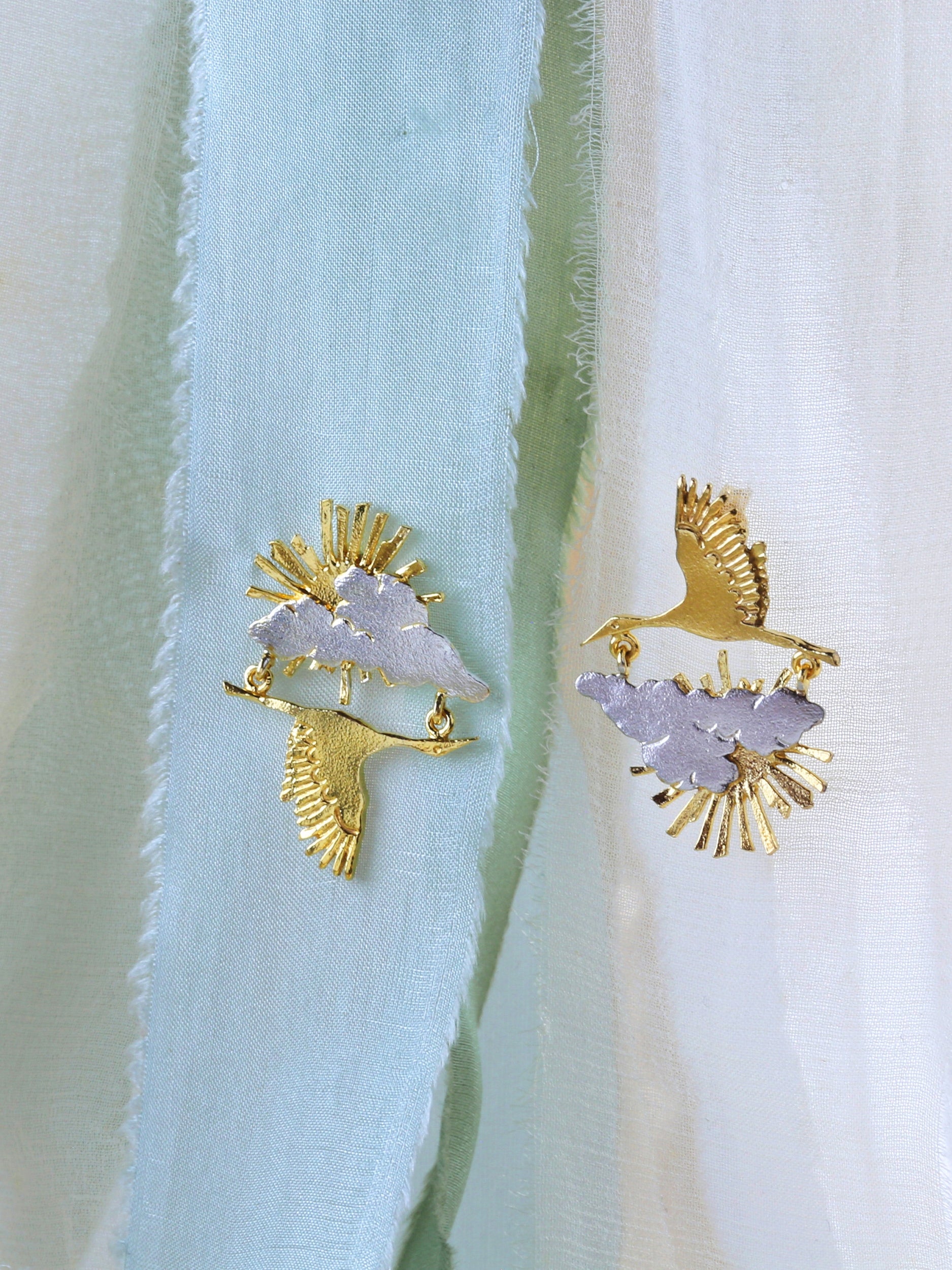Sunrise / Sunset Stork in Flight Earrings - image 3