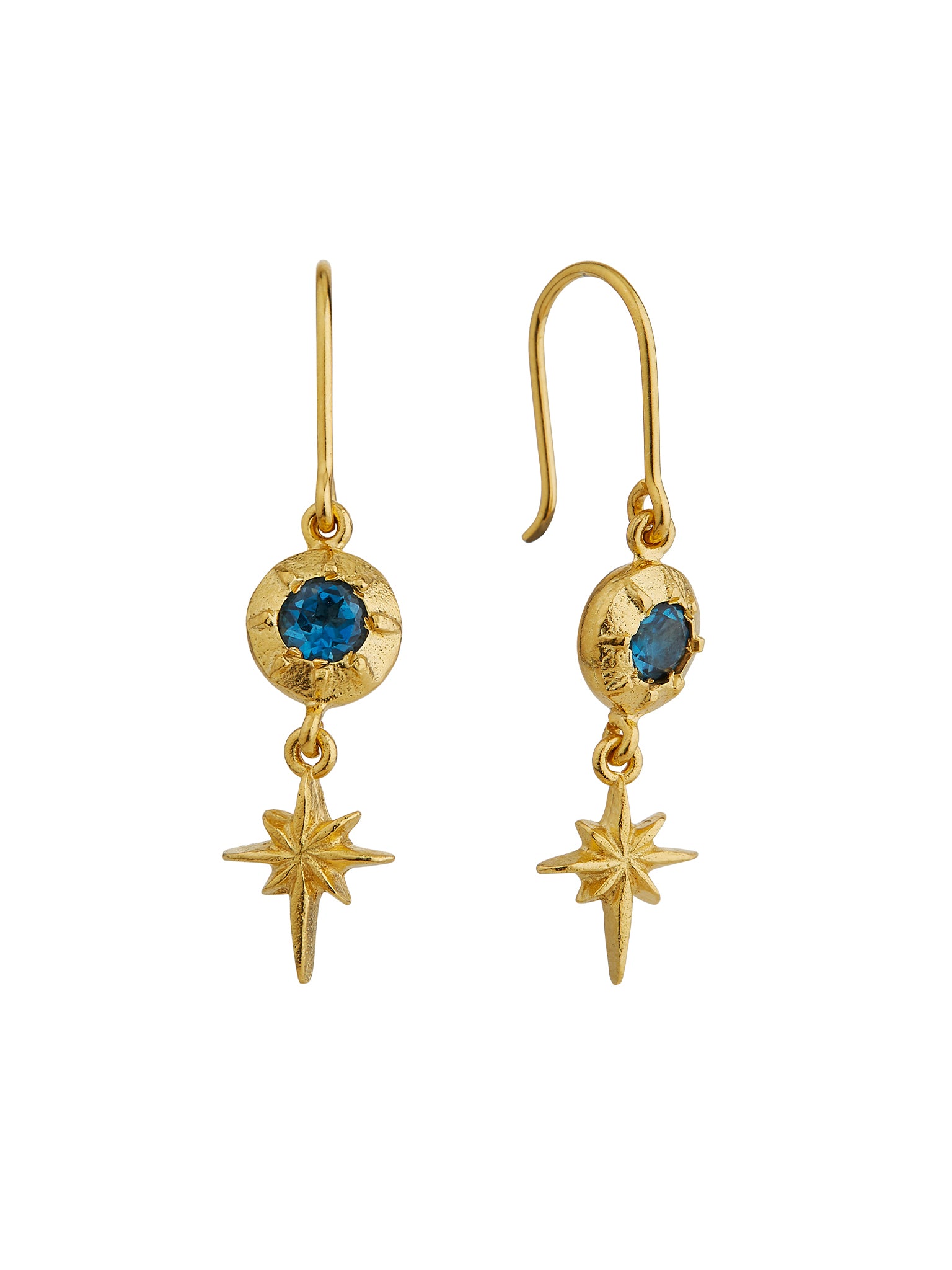 Guiding Star Blue Topaz Hook Earrings - image 1 | gold plate