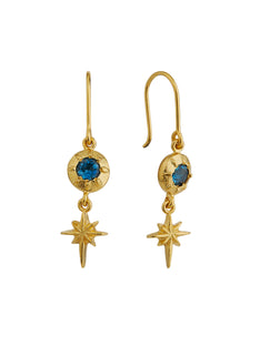 Guiding Star Blue Topaz Hook Earrings