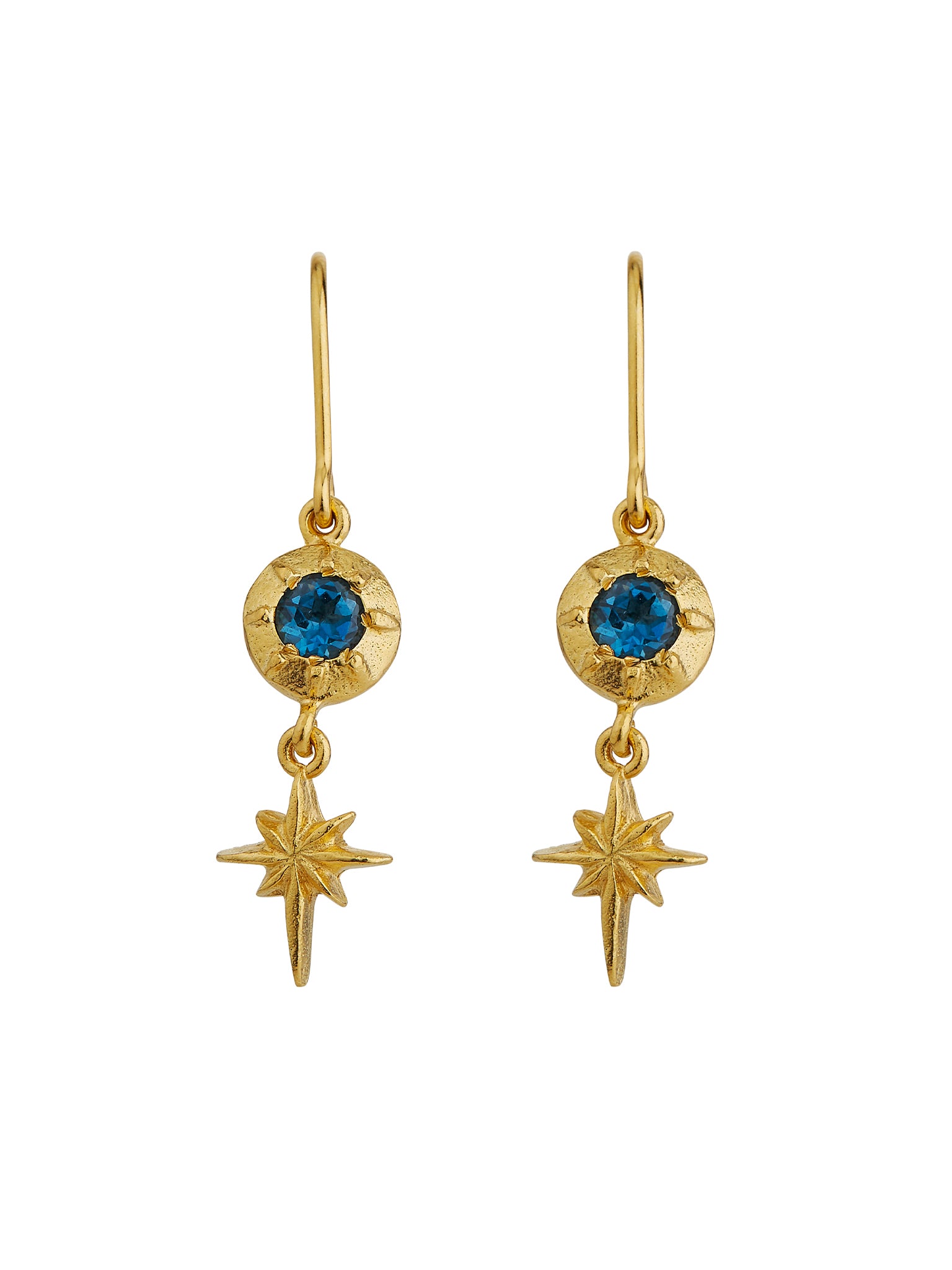 Guiding Star Blue Topaz Hook Earrings - image 4 | gold plate
