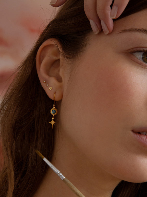 Guiding Star Blue Topaz Hook Earrings