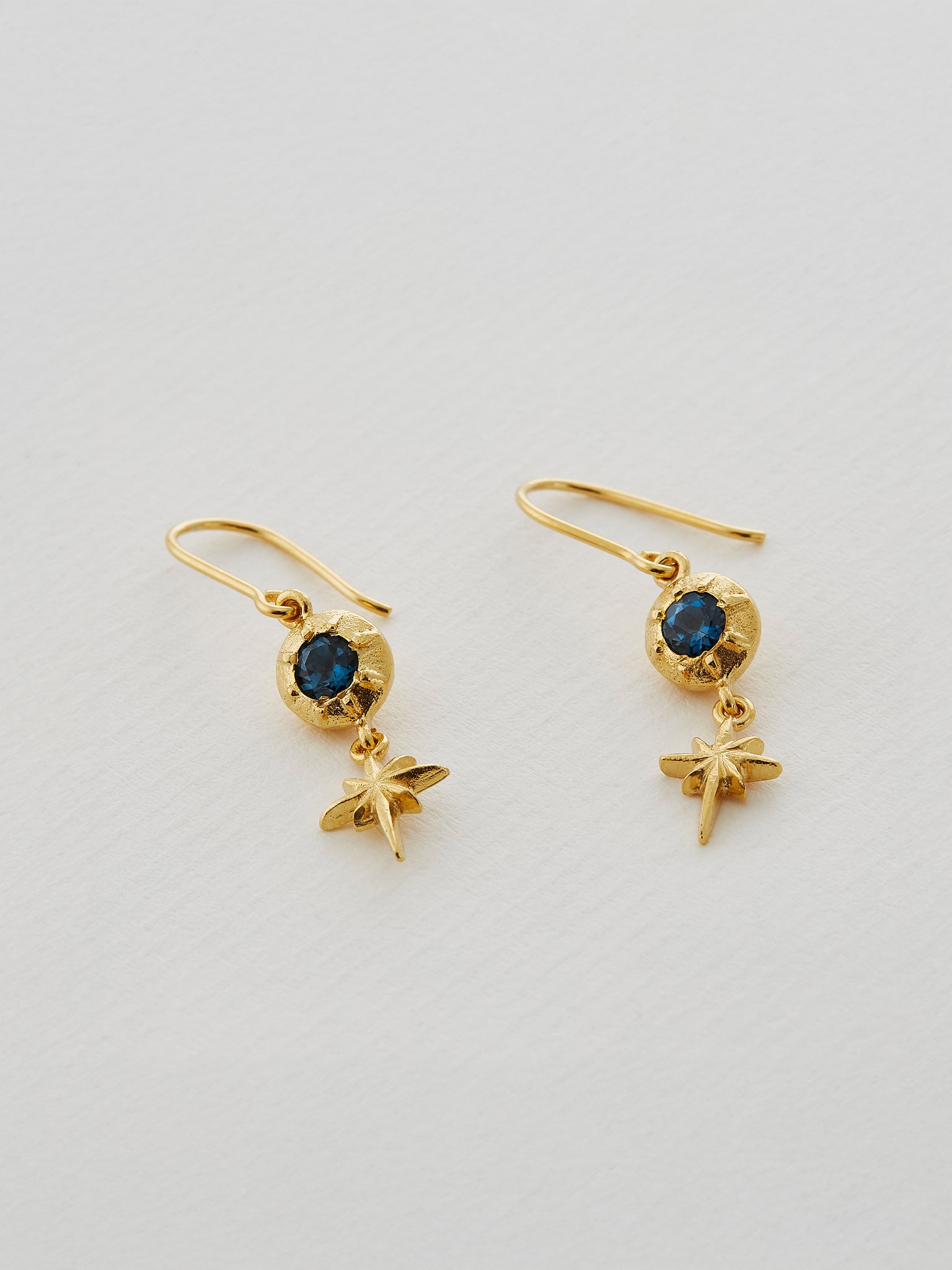 Guiding Star Blue Topaz Hook Earrings - image 3 | gold plate