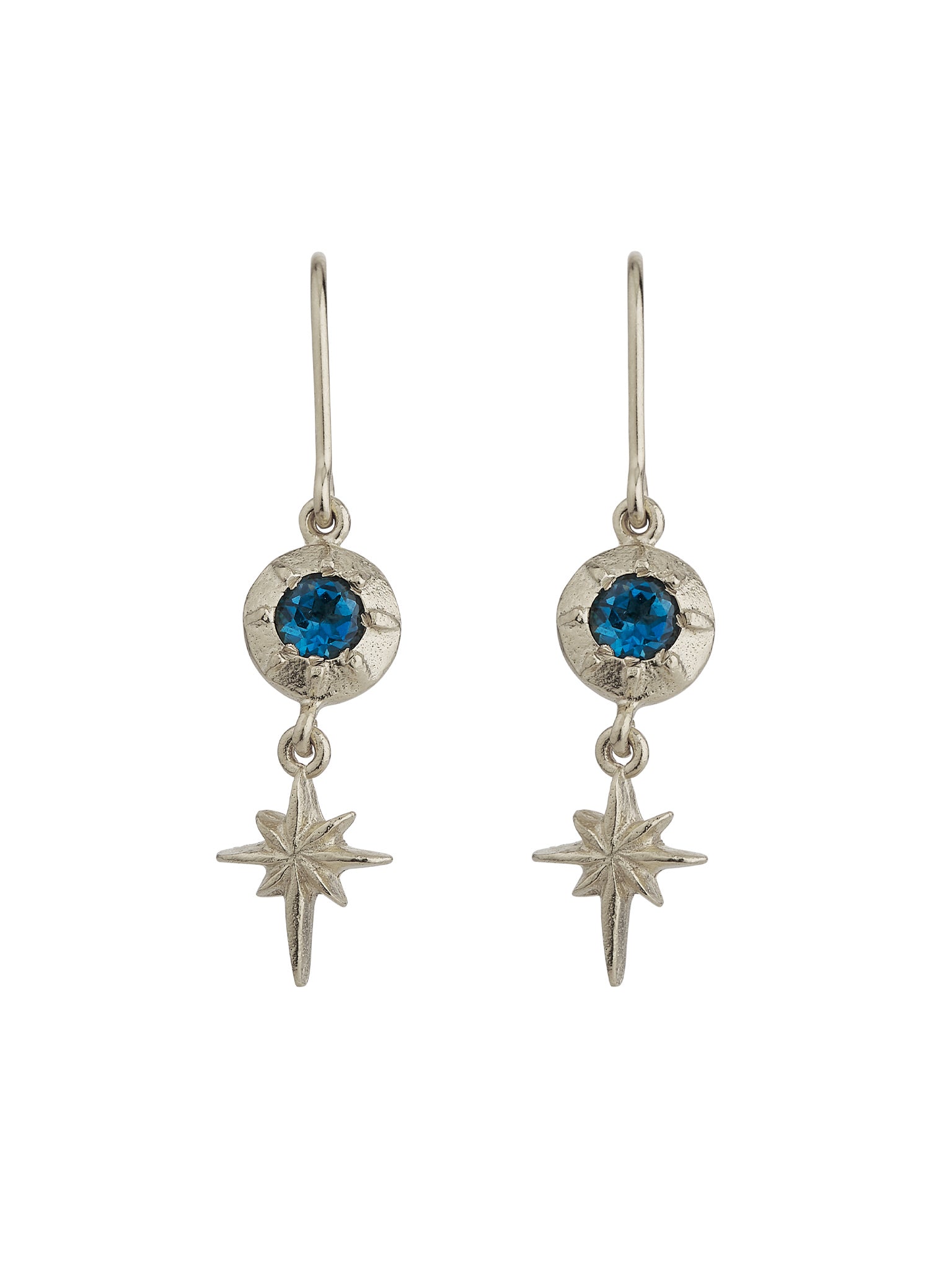Guiding Star Blue Topaz Hook Earrings - image 5 | silver