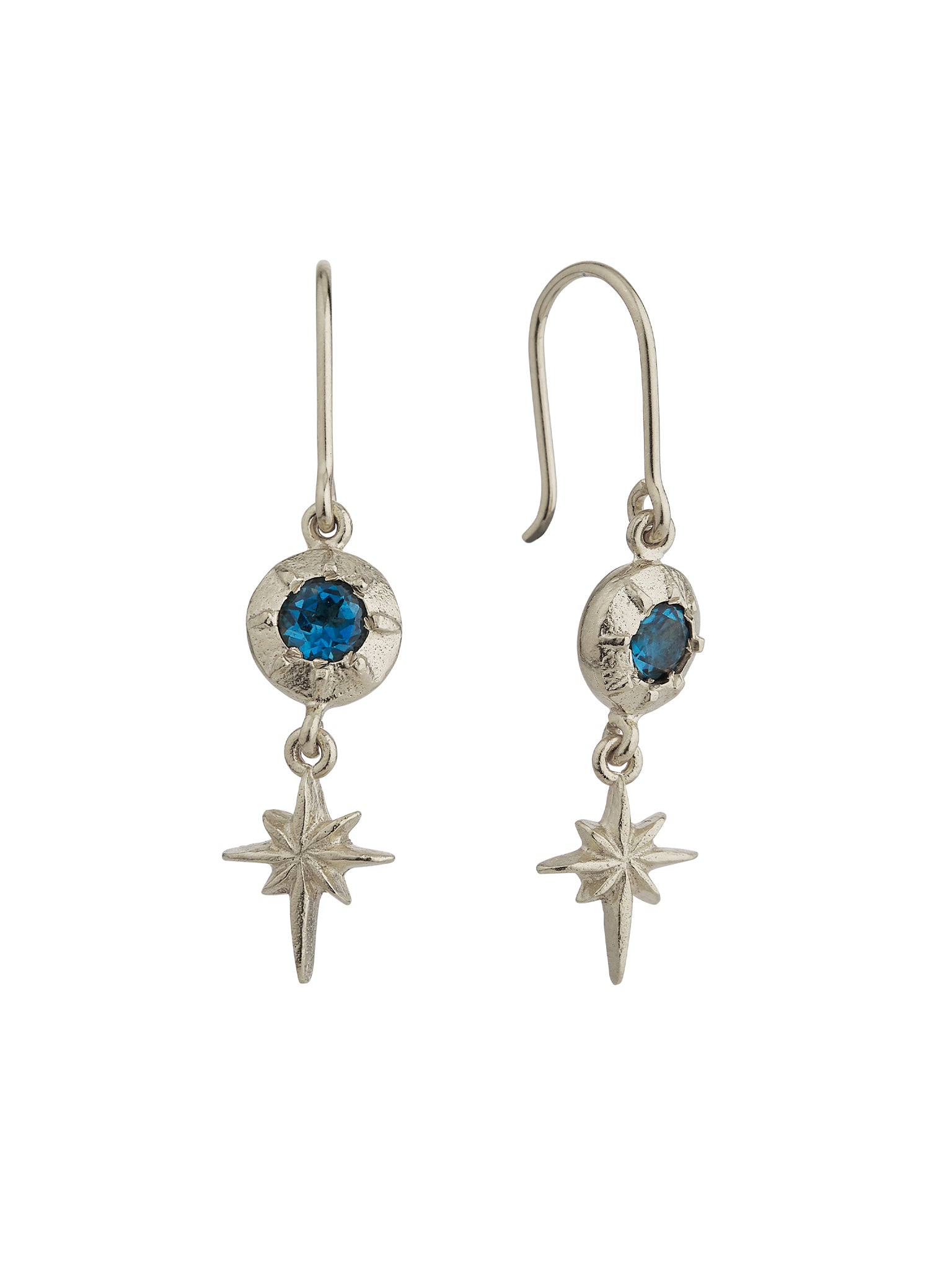 Guiding Star Blue Topaz Hook Earrings - image 7 | silver