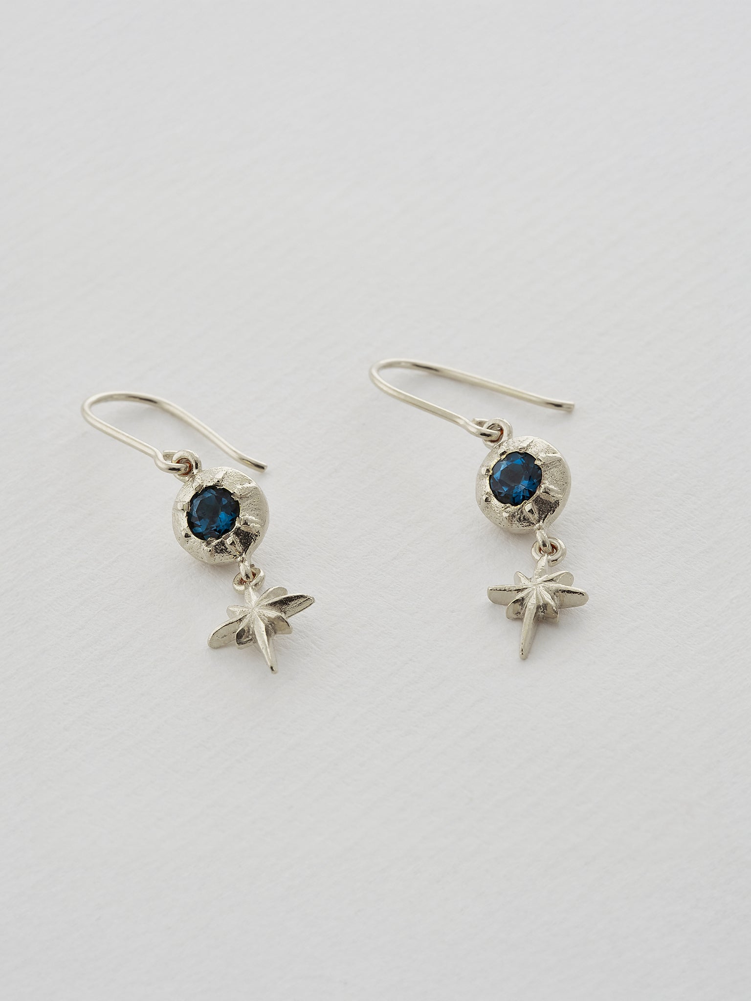 Guiding Star Blue Topaz Hook Earrings - image 6 | silver