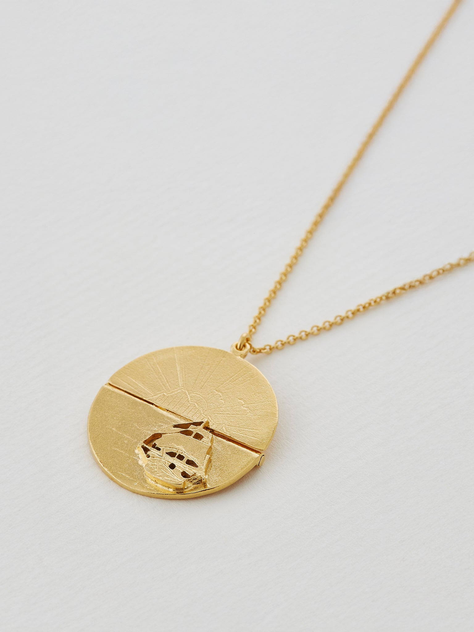 Sail into the Sunset Folding Disc Necklace - image 3 | gold plate