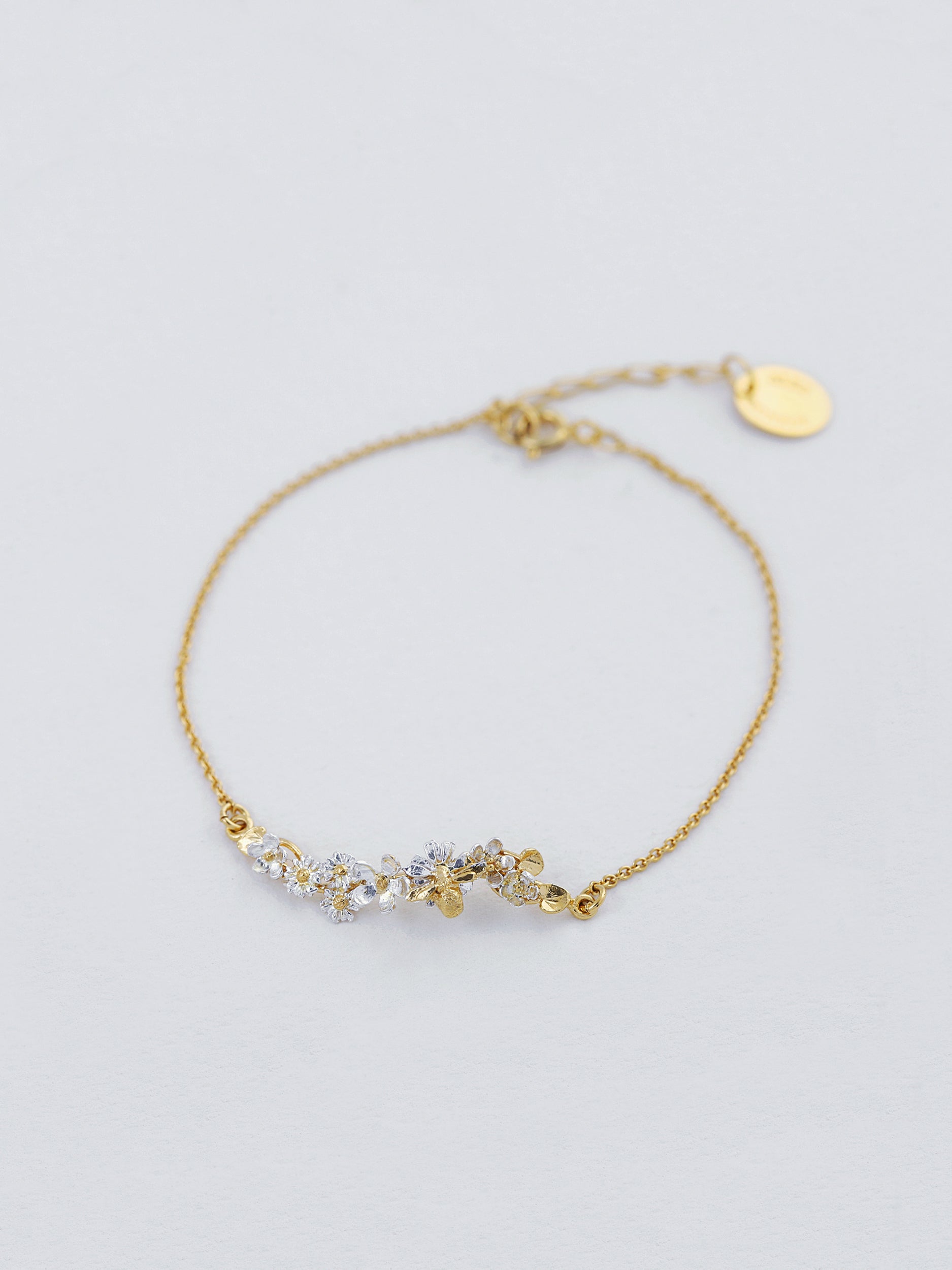 In-Line Garden Gathering Bracelet with Itsy Bitsy Bee - image 3 | silver & gold plate