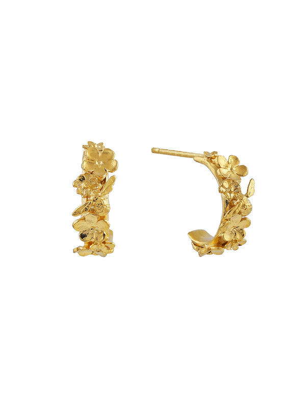 Floral Huggie Hoops with Itsy Bitsy Bee