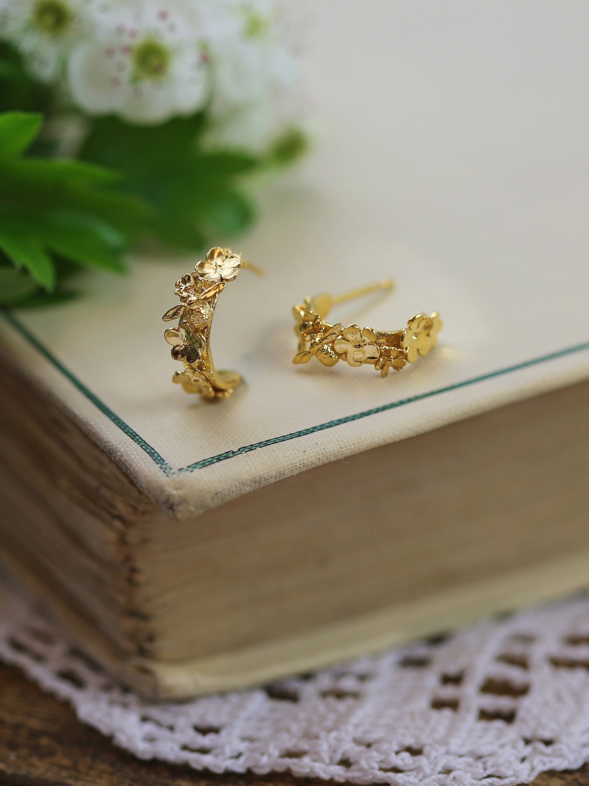 Floral Huggie Hoops with Itsy Bitsy Bee - image 3