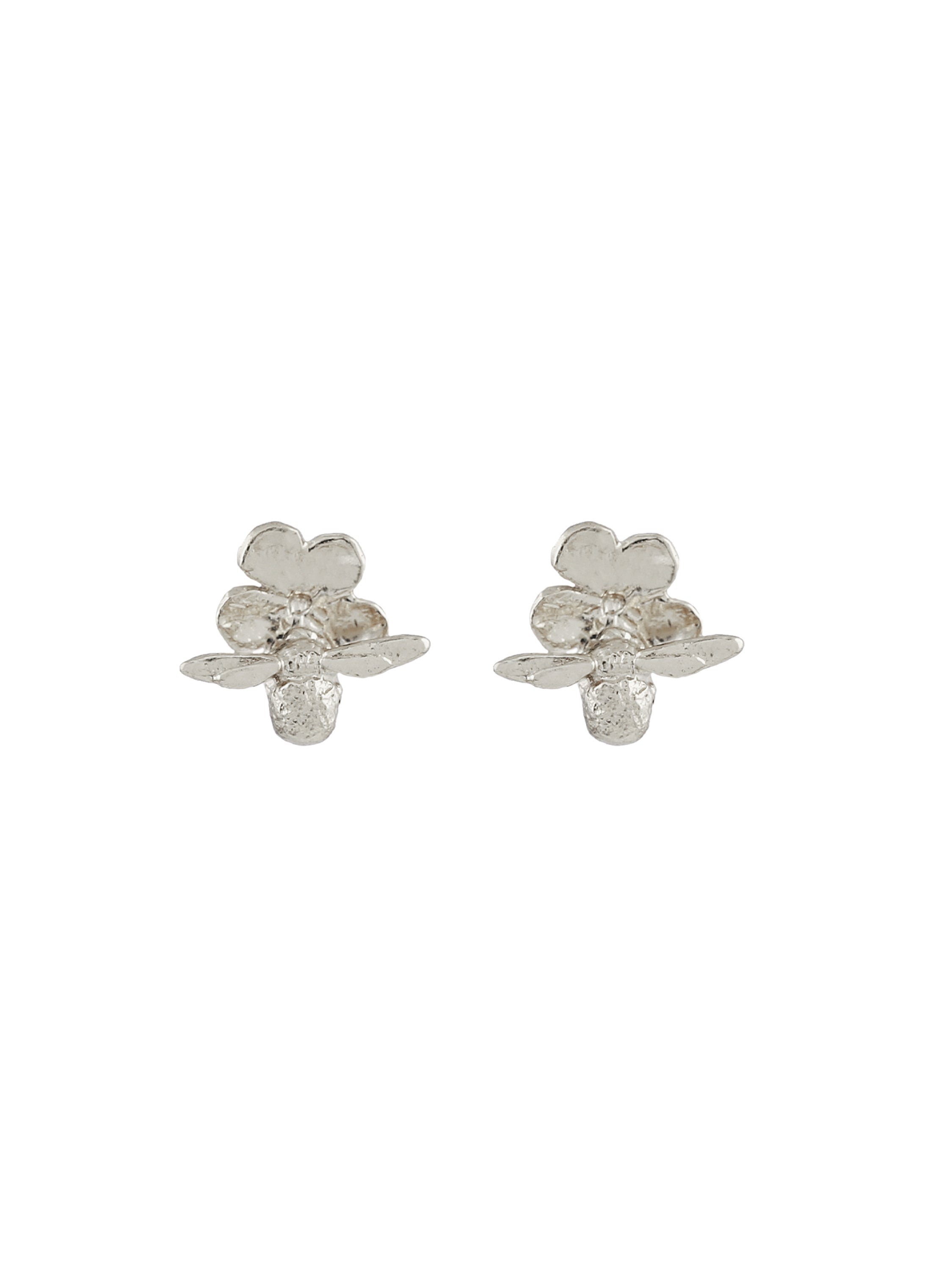 Forget Me Not Stud Earrings with Itsy Bitsy Bee - image 5 | silver
