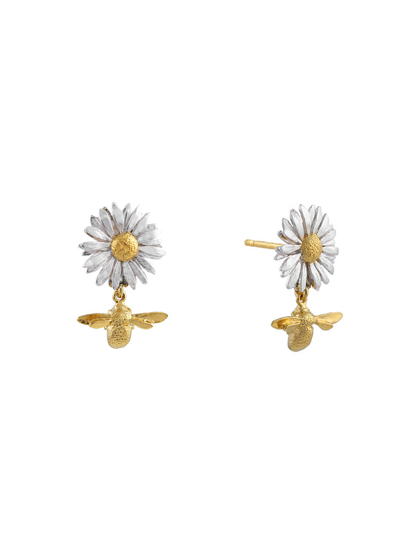 Daisy Stud Earrings with Teeny Tiny Bee Drops
