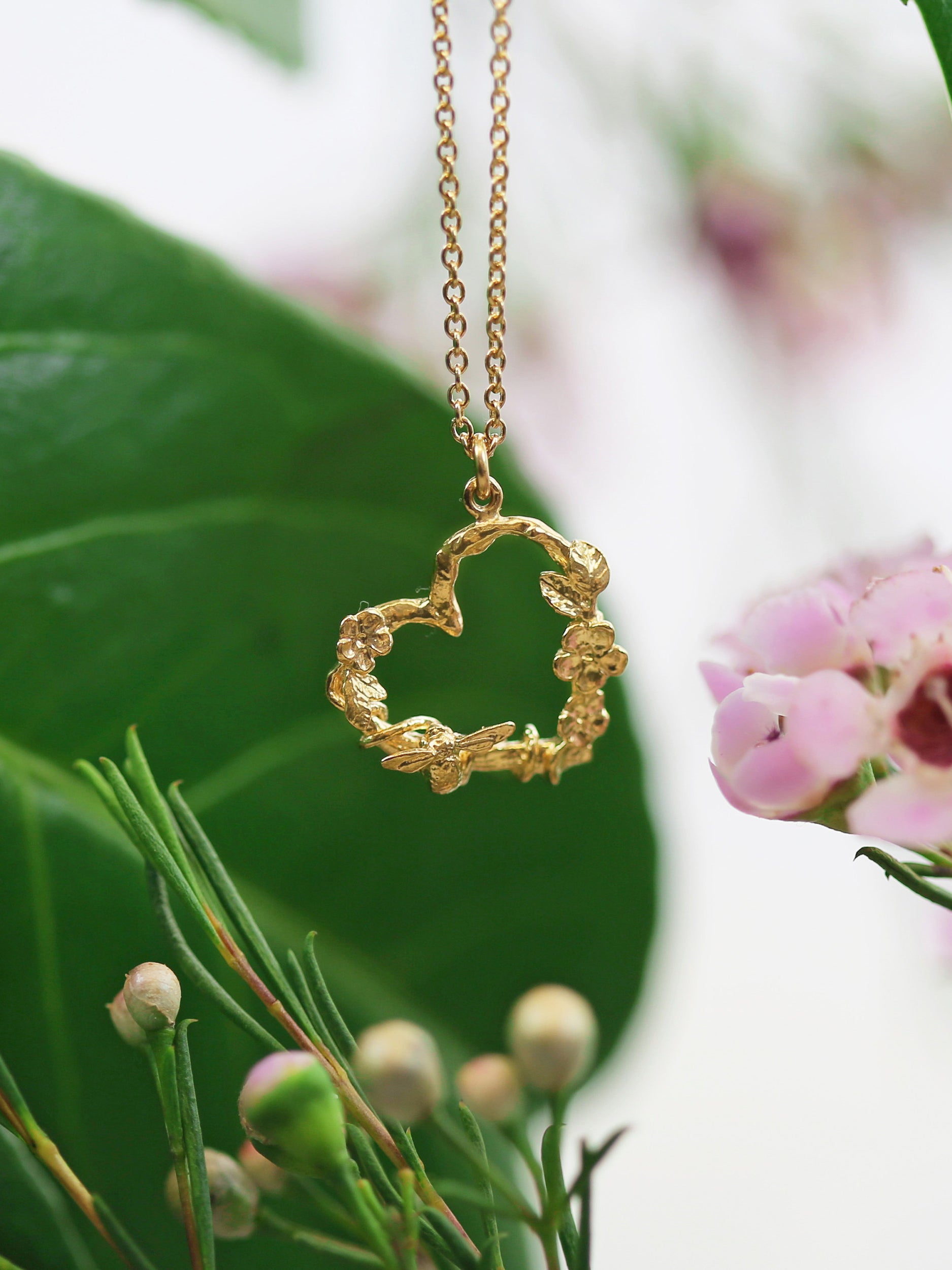 Floral Heart Necklace with Itsy Bitsy Bee - image 3