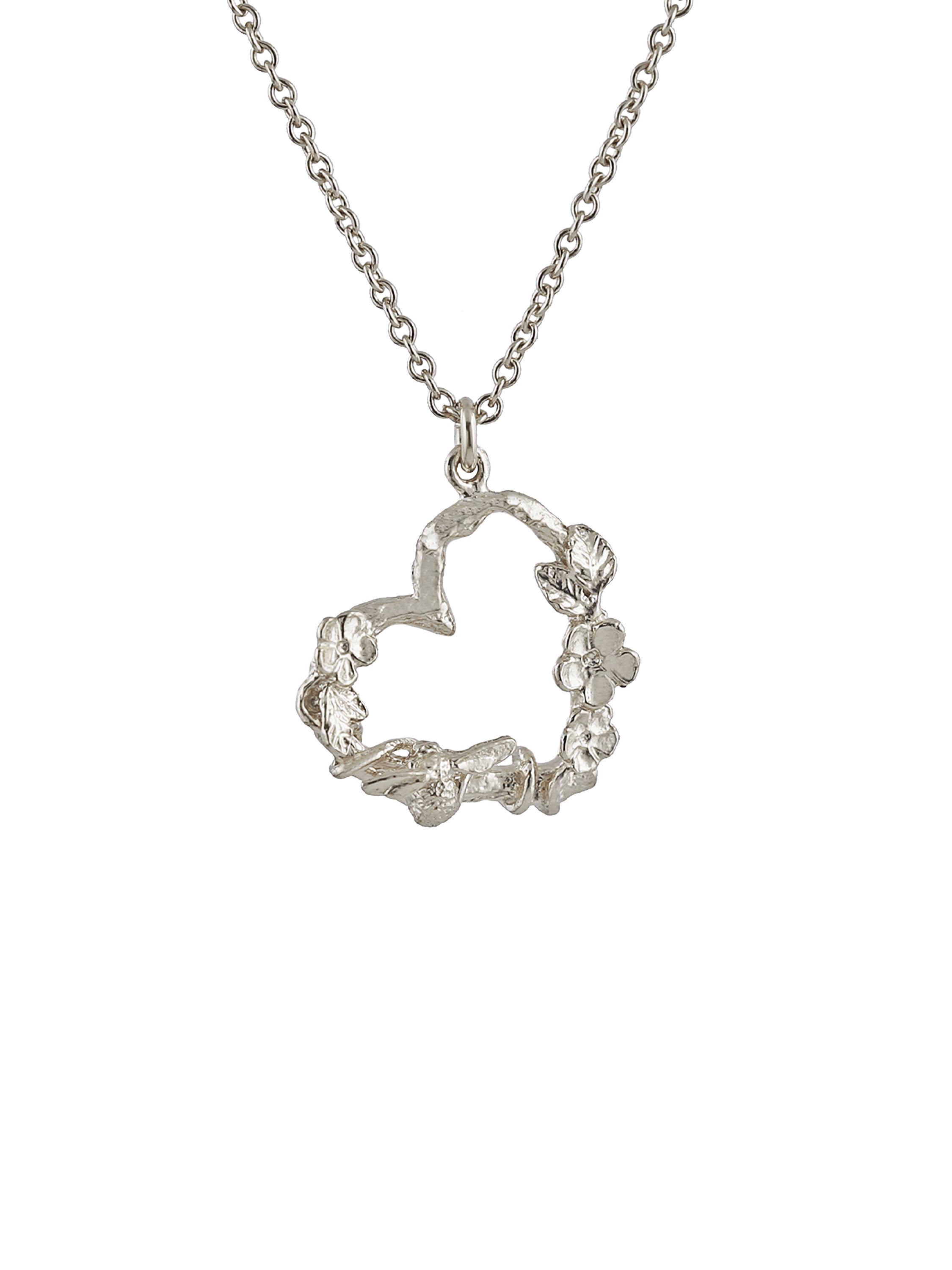 Floral Heart Necklace with Itsy Bitsy Bee - image 5 | silver