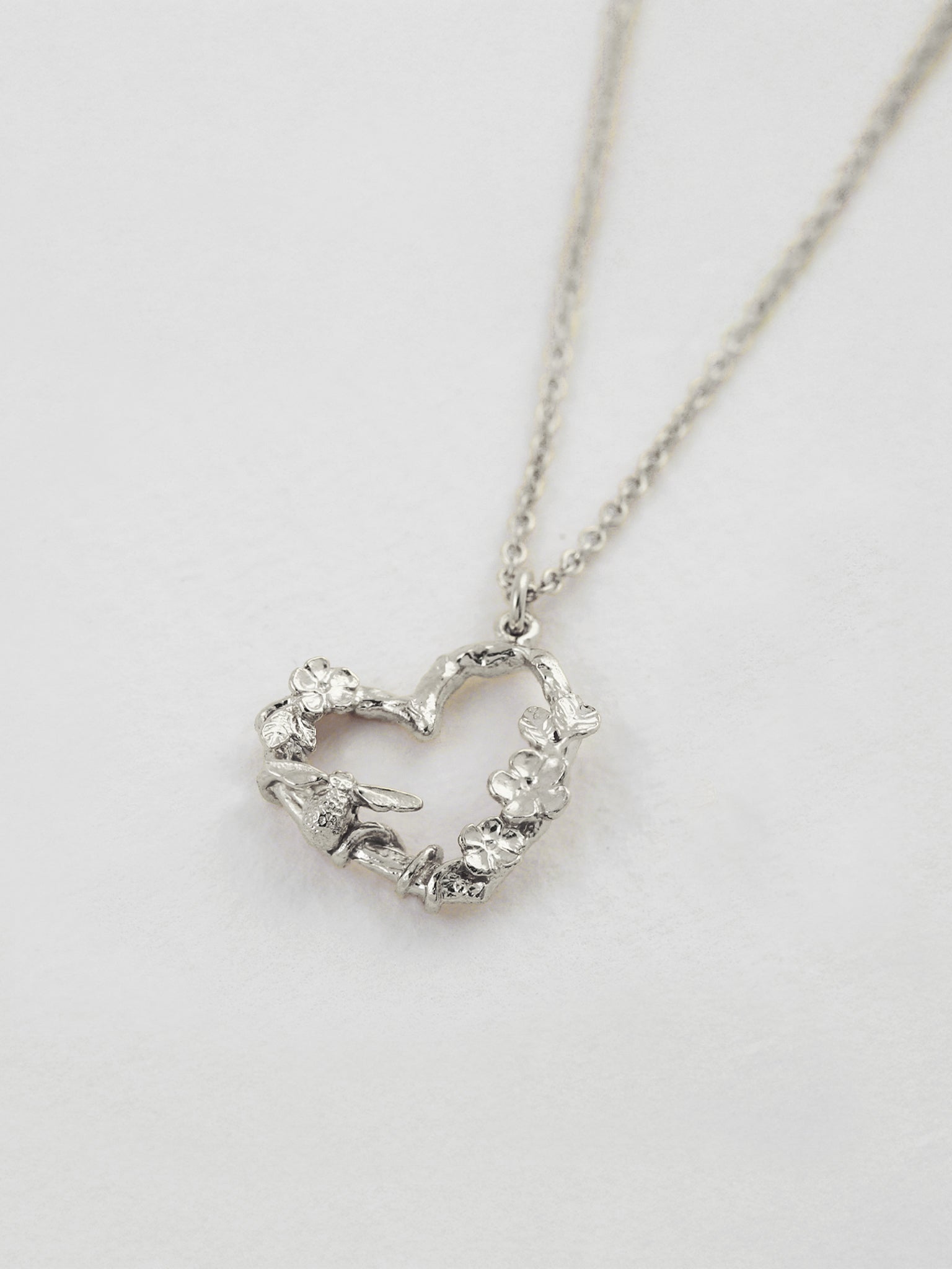Floral Heart Necklace with Itsy Bitsy Bee - image 6 | silver