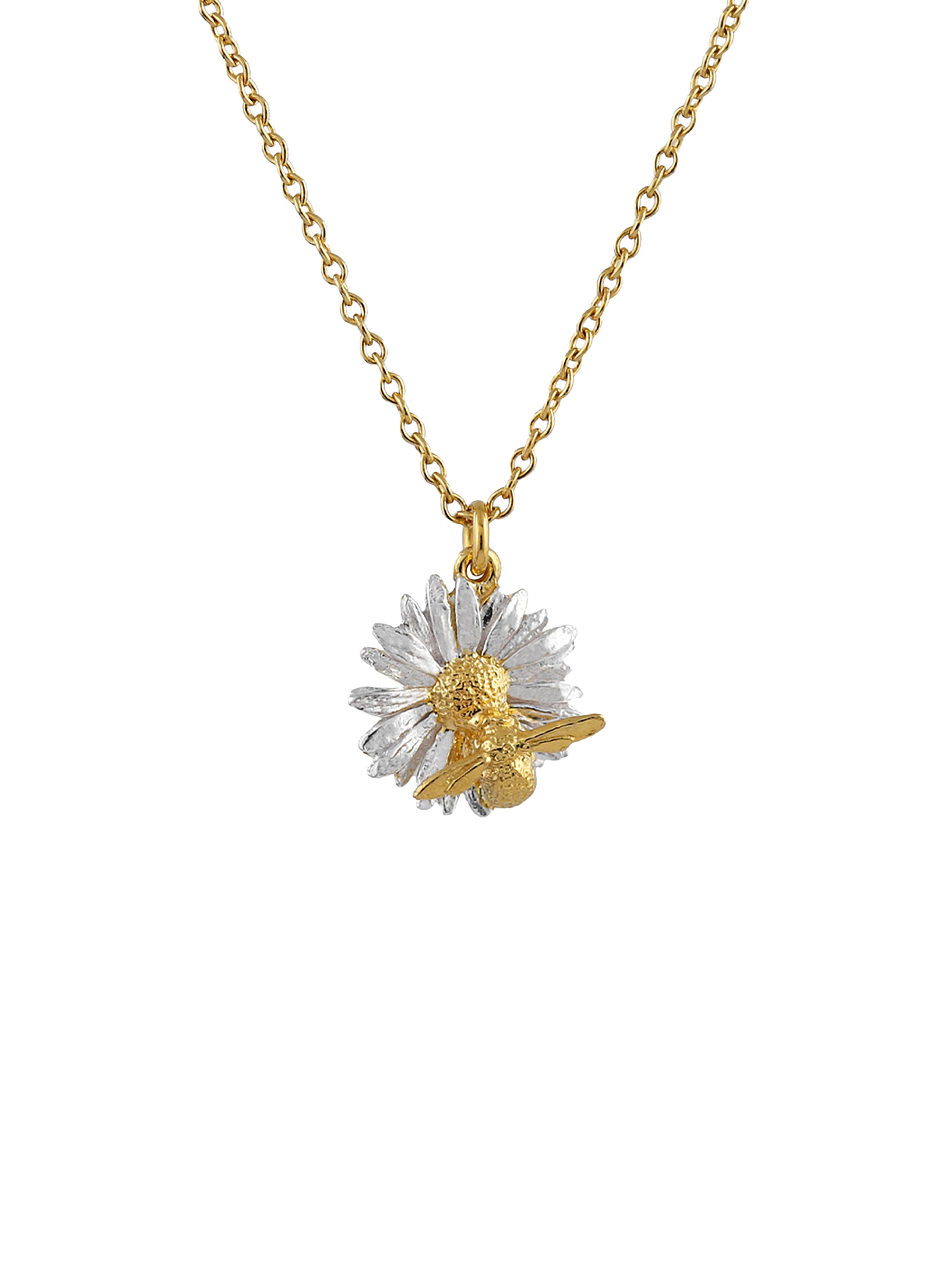 Daisy Necklace with Teeny Weeny Bee - image 1 | silver & gold plate