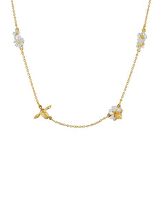 Floral Chain Necklace with Teeny Tiny Bee