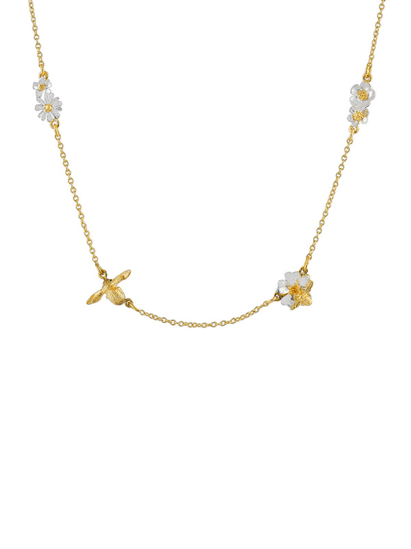 Floral Chain Necklace with Teeny Tiny Bee