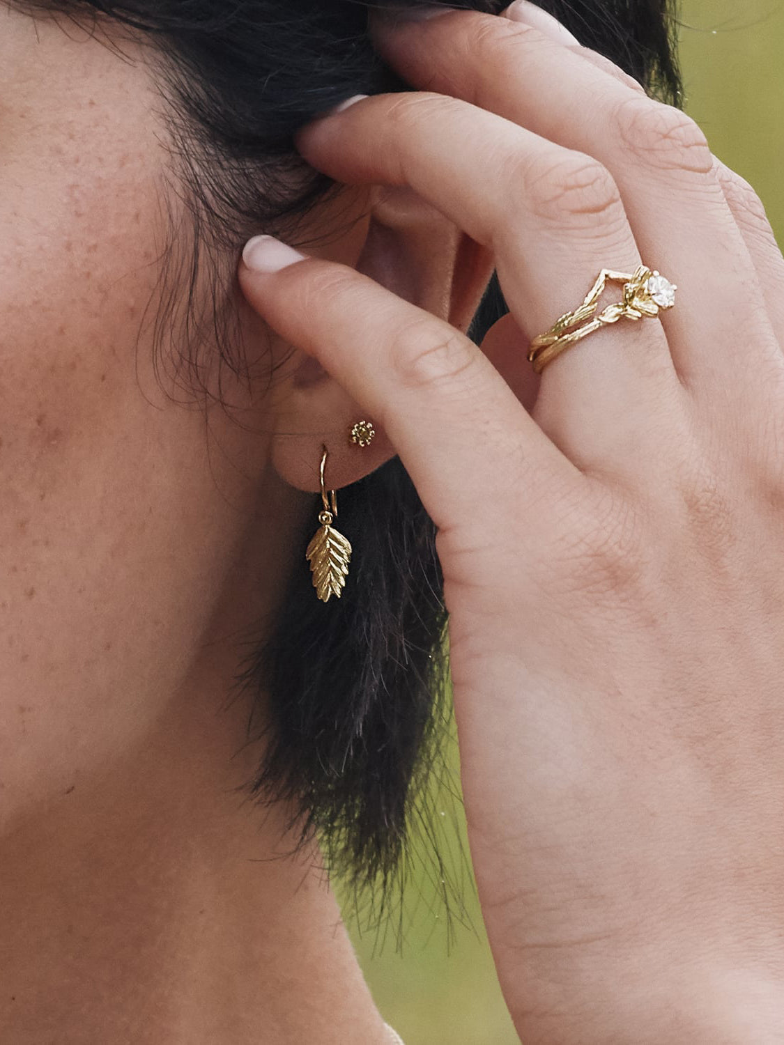 Woodland Grass Hook Drop Earrings - image 2