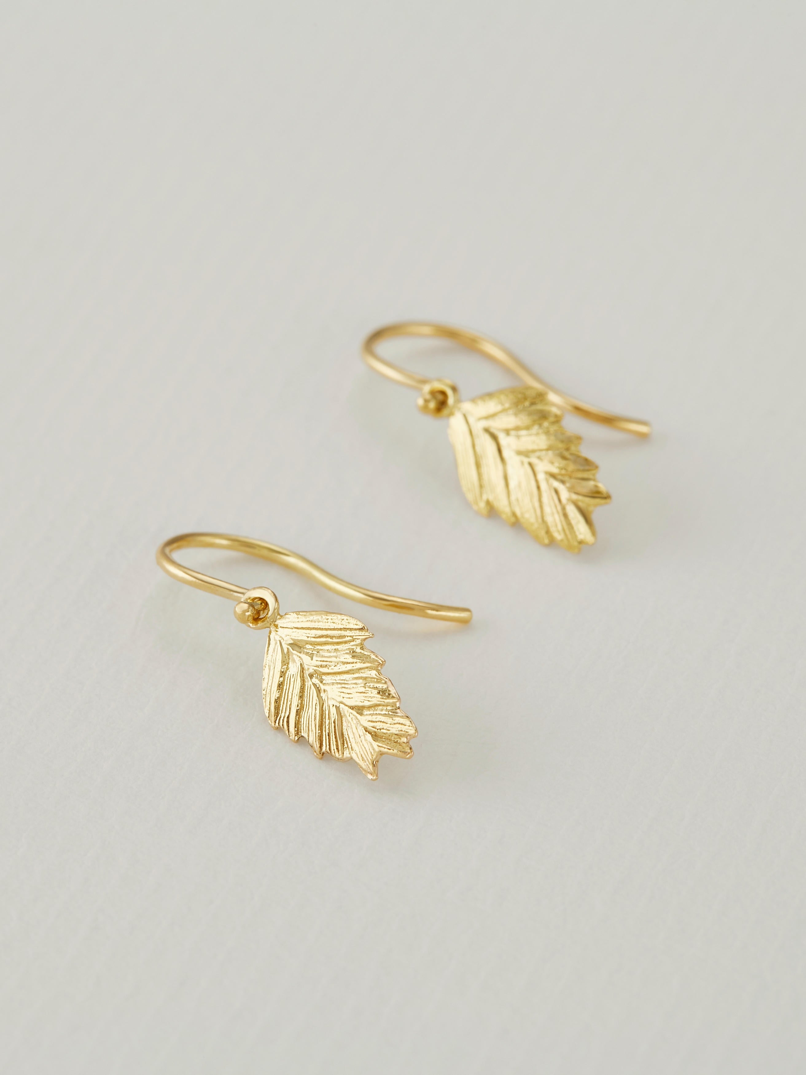 Woodland Grass Hook Drop Earrings - image 3 | 18ct yellow gold