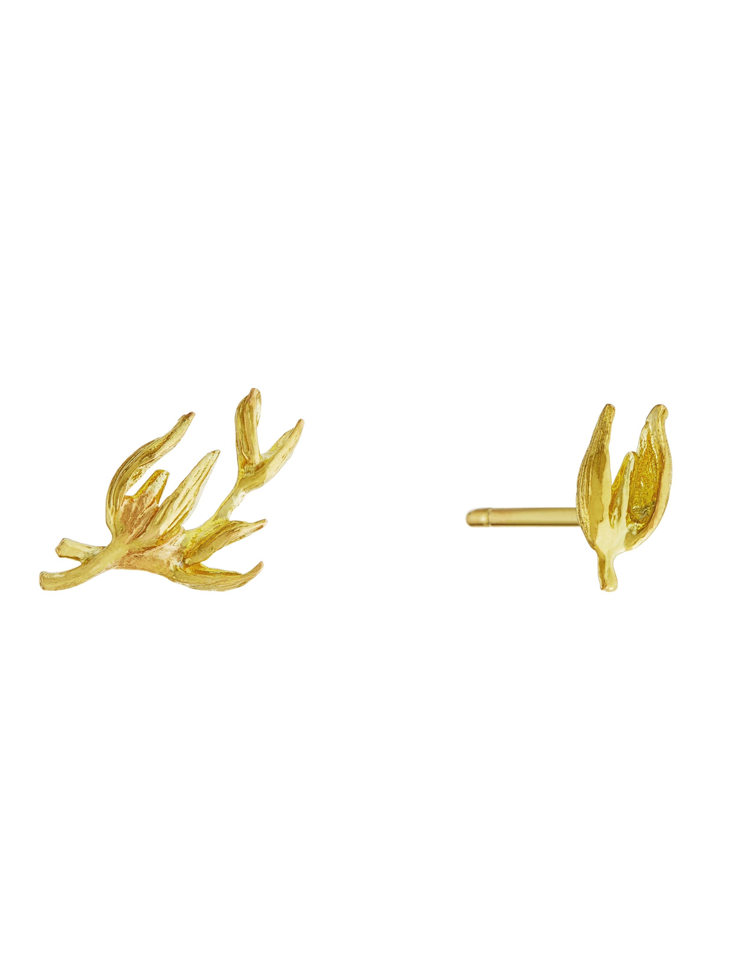 Asymmetric Flyaway Oat Seed Stud Earrings - image 4 | 18ct yellow gold