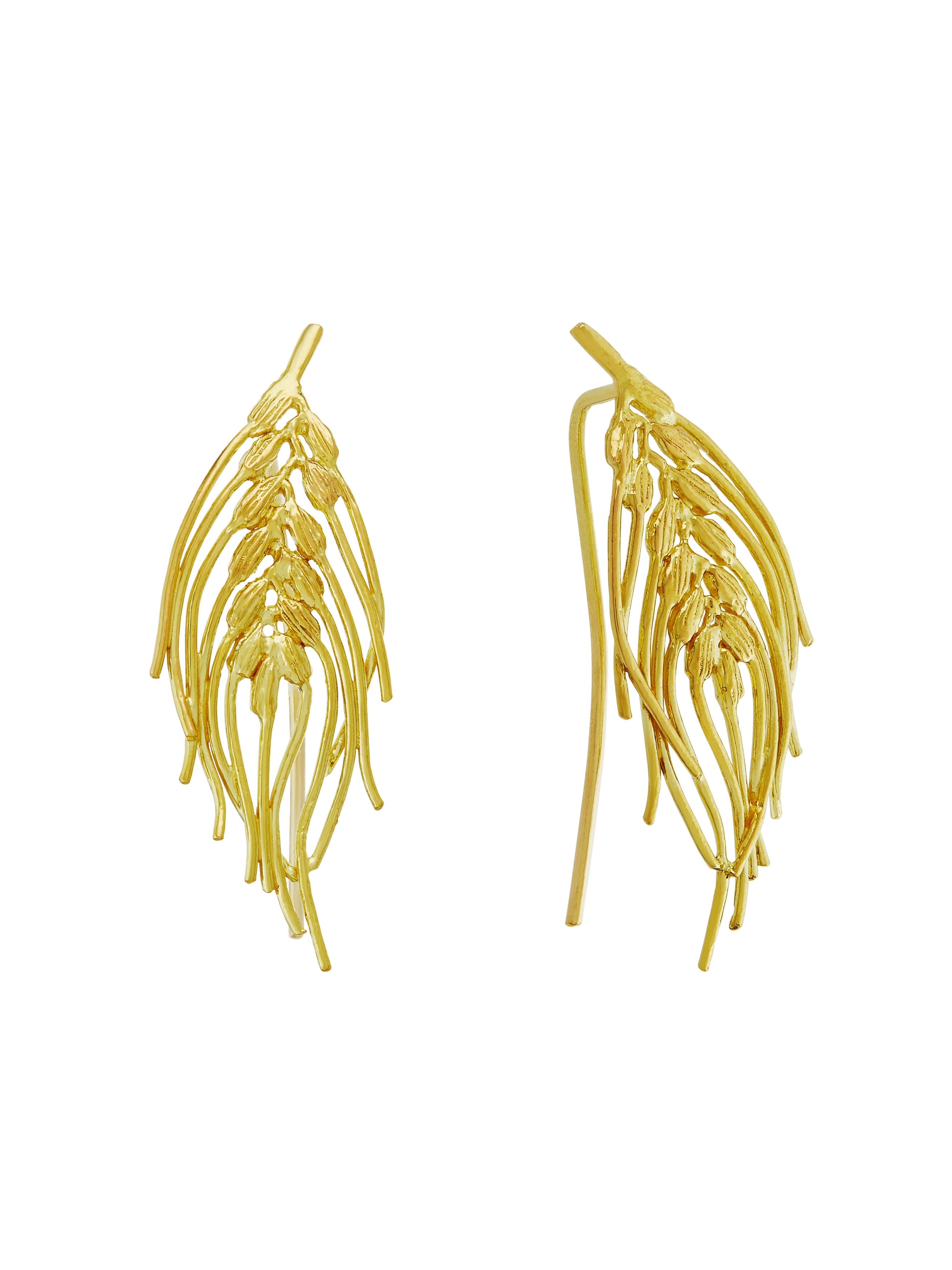 Barley Two-Way Crawler Earrings - image 4 | 18ct yellow gold