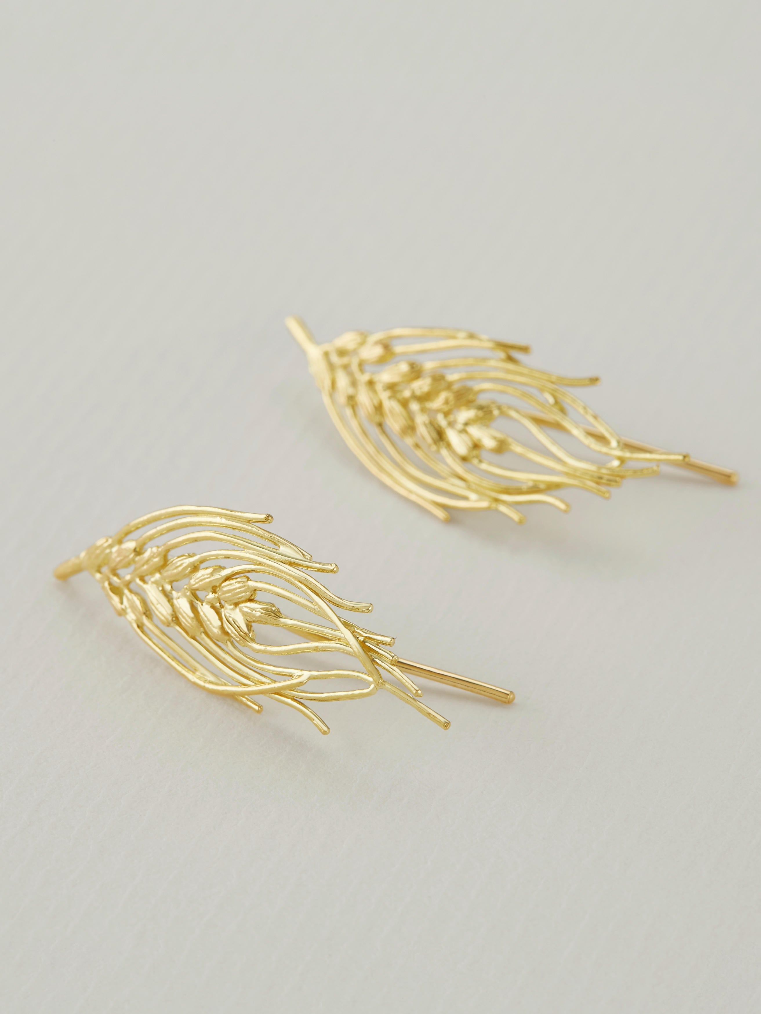 Barley Two-Way Crawler Earrings - image 3 | 18ct yellow gold