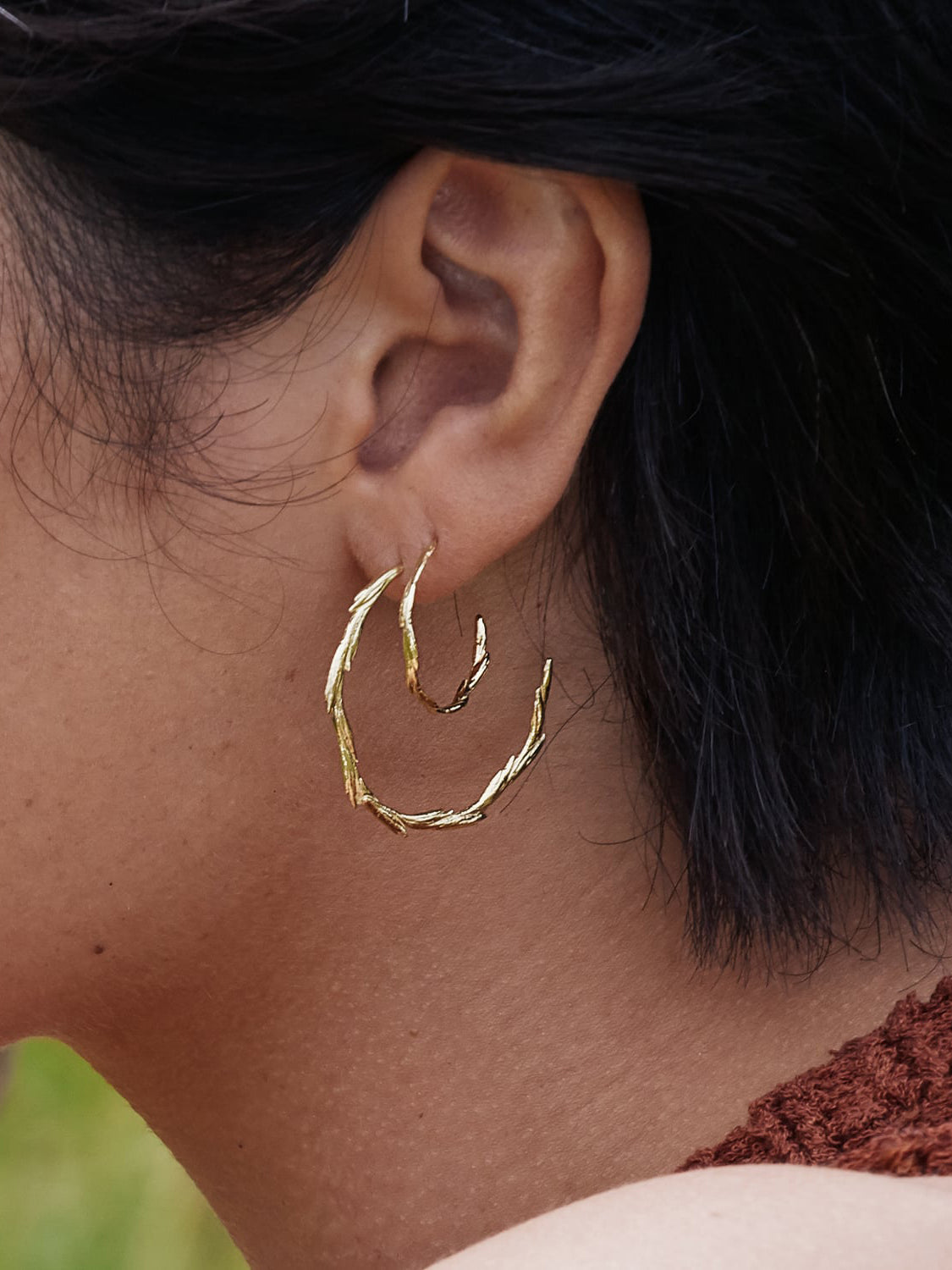 Large Wild Grass Hoop Earrings - image 2