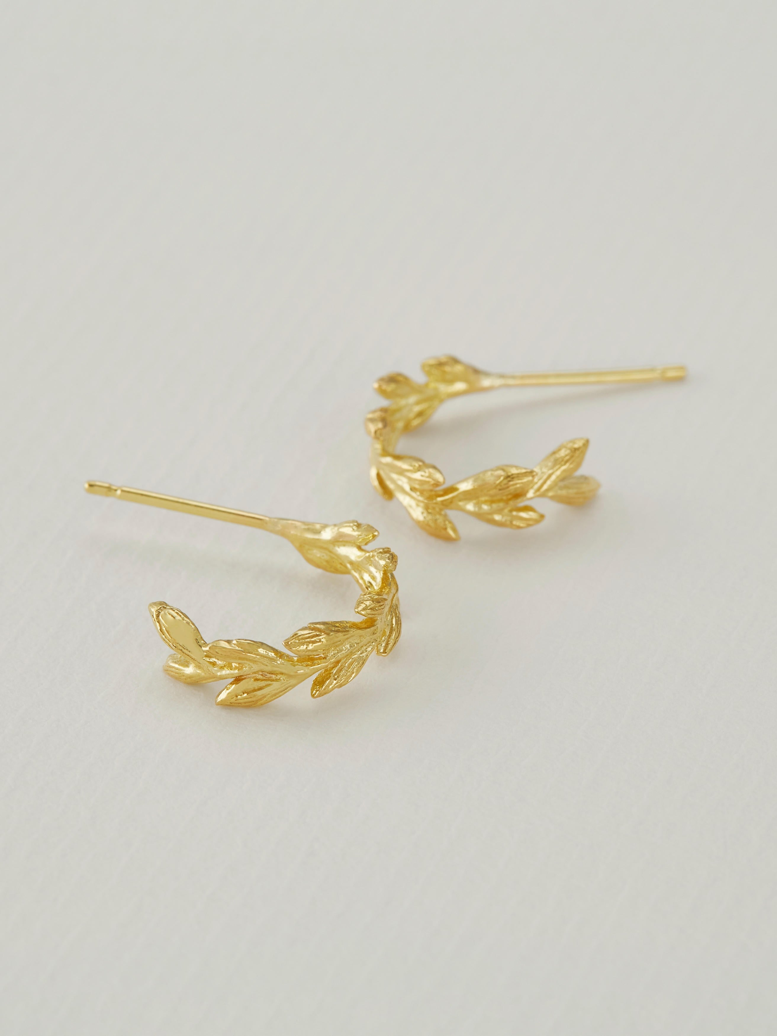 Harvest Wheat Huggie Hoop Earrings - image 3 | 18ct yellow gold