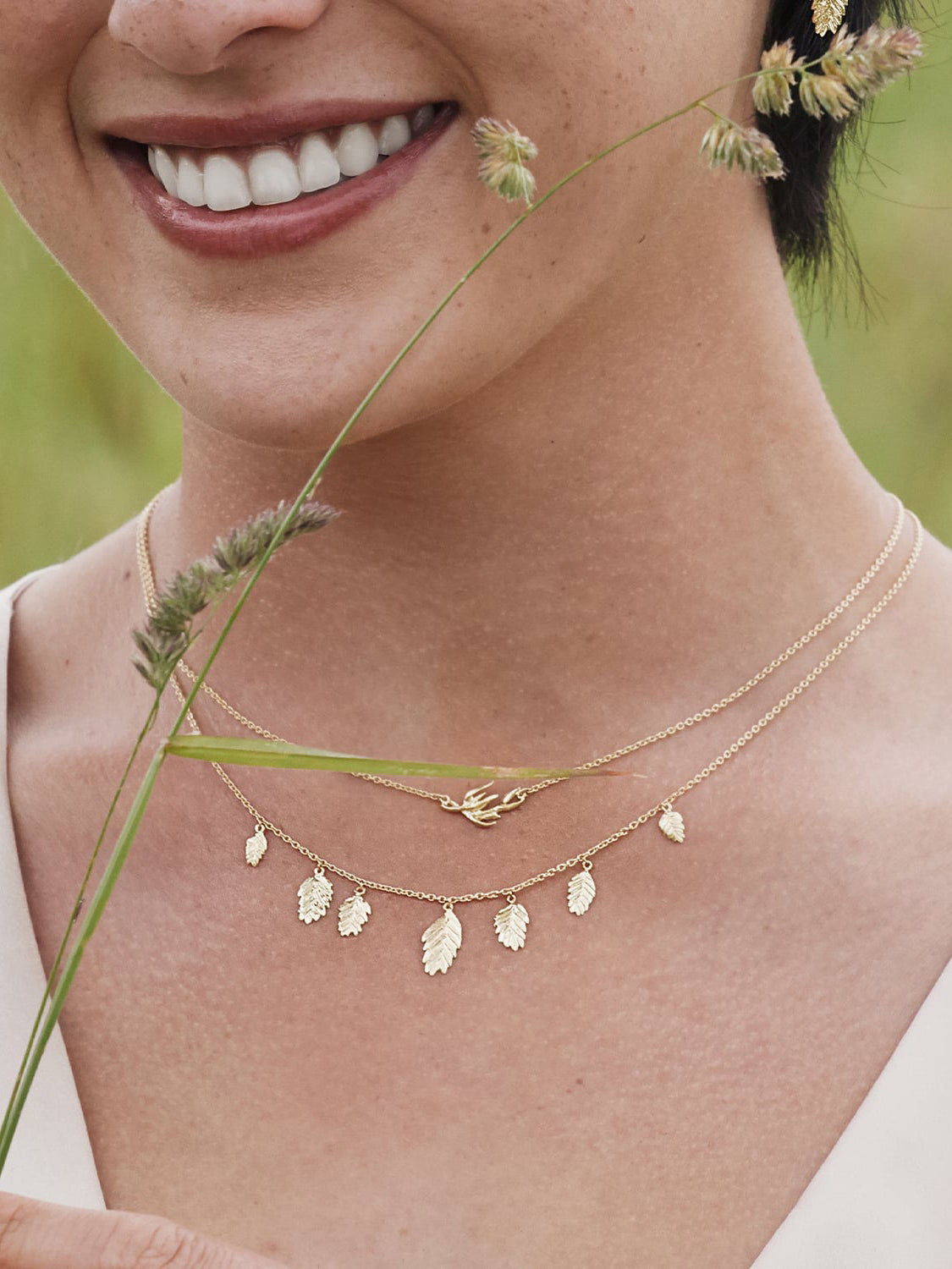 Woodland Grass Necklace with Seven Seed Drops - image 2