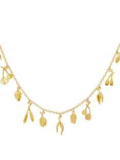 Autumn Stroll Necklace with Eleven Seed Charms