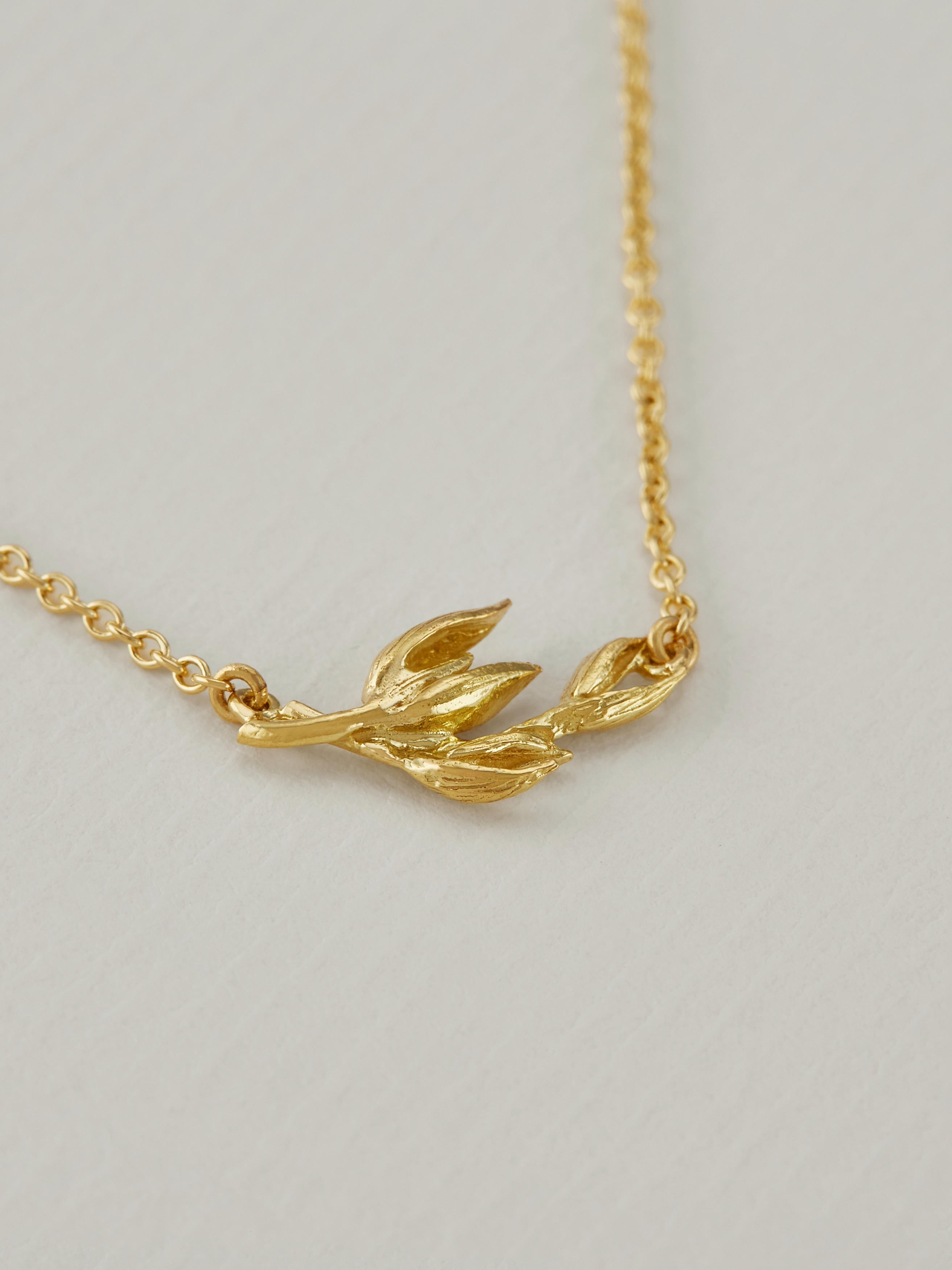 Inline Flyaway Oat Seed Necklace - image 3 | 18ct yellow gold