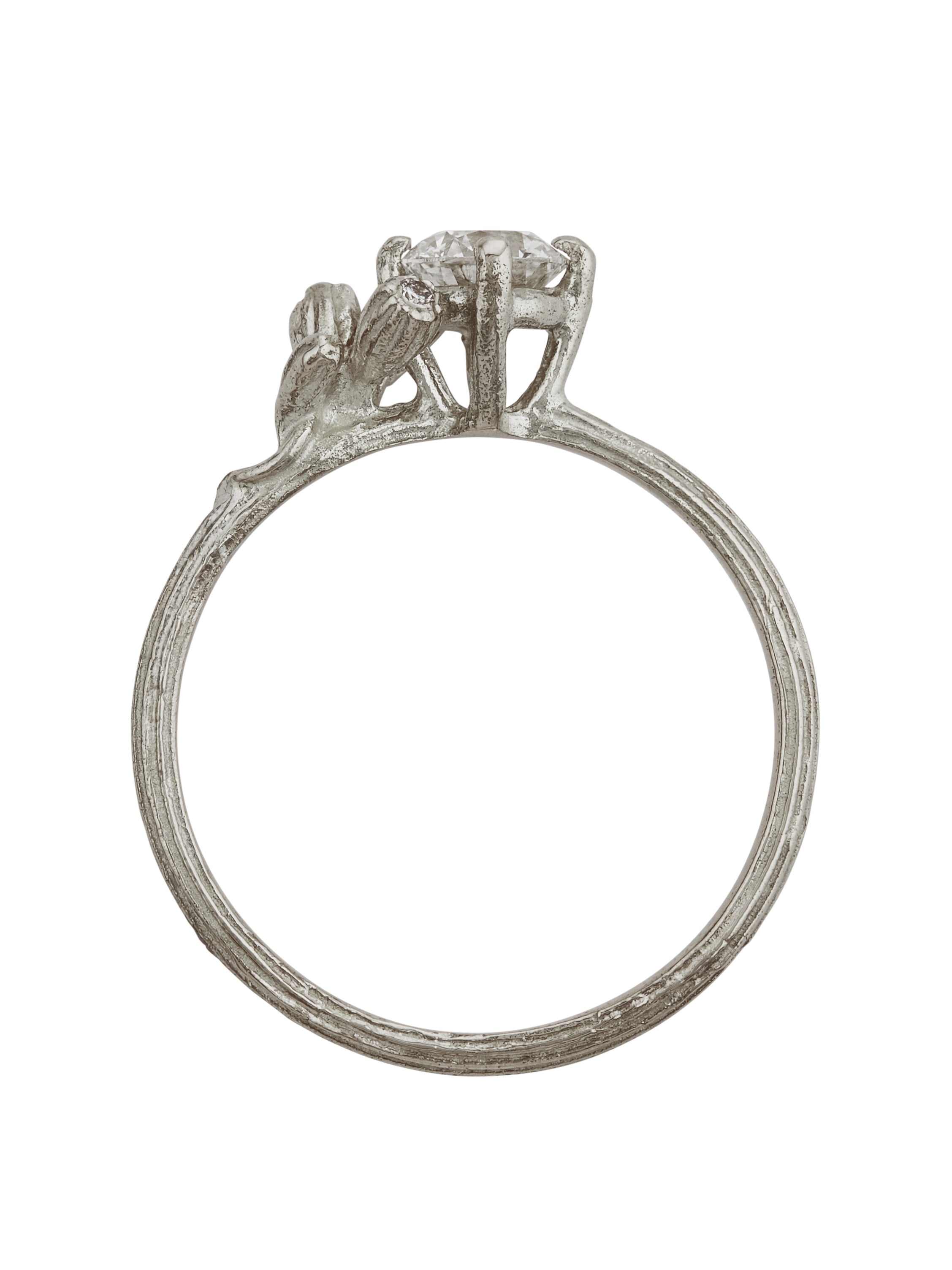 Asymmetric Diamond Kissing Seed Ring - image 7 | 18ct white gold